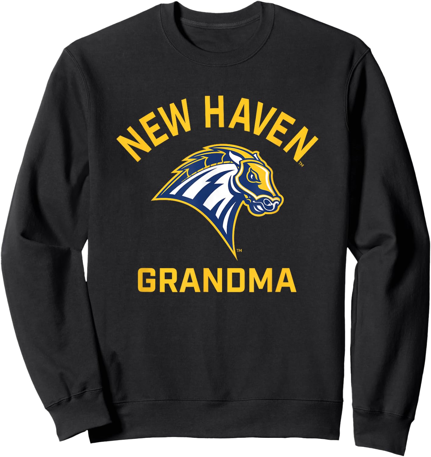 University of New Haven UNH Chargers Arched Grandma Sweatshirt - Sweatshirt | Black