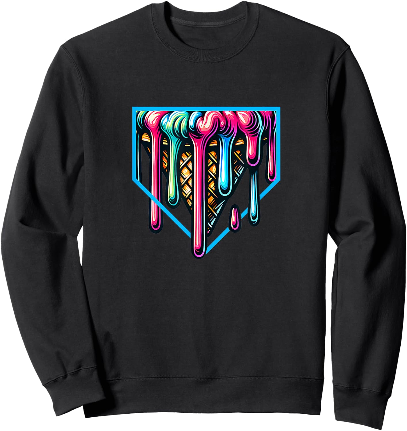 Home-Plate Drip Ice-Cream for Softball & Baseball Fans Sweatshirt - Sweatshirt | Black