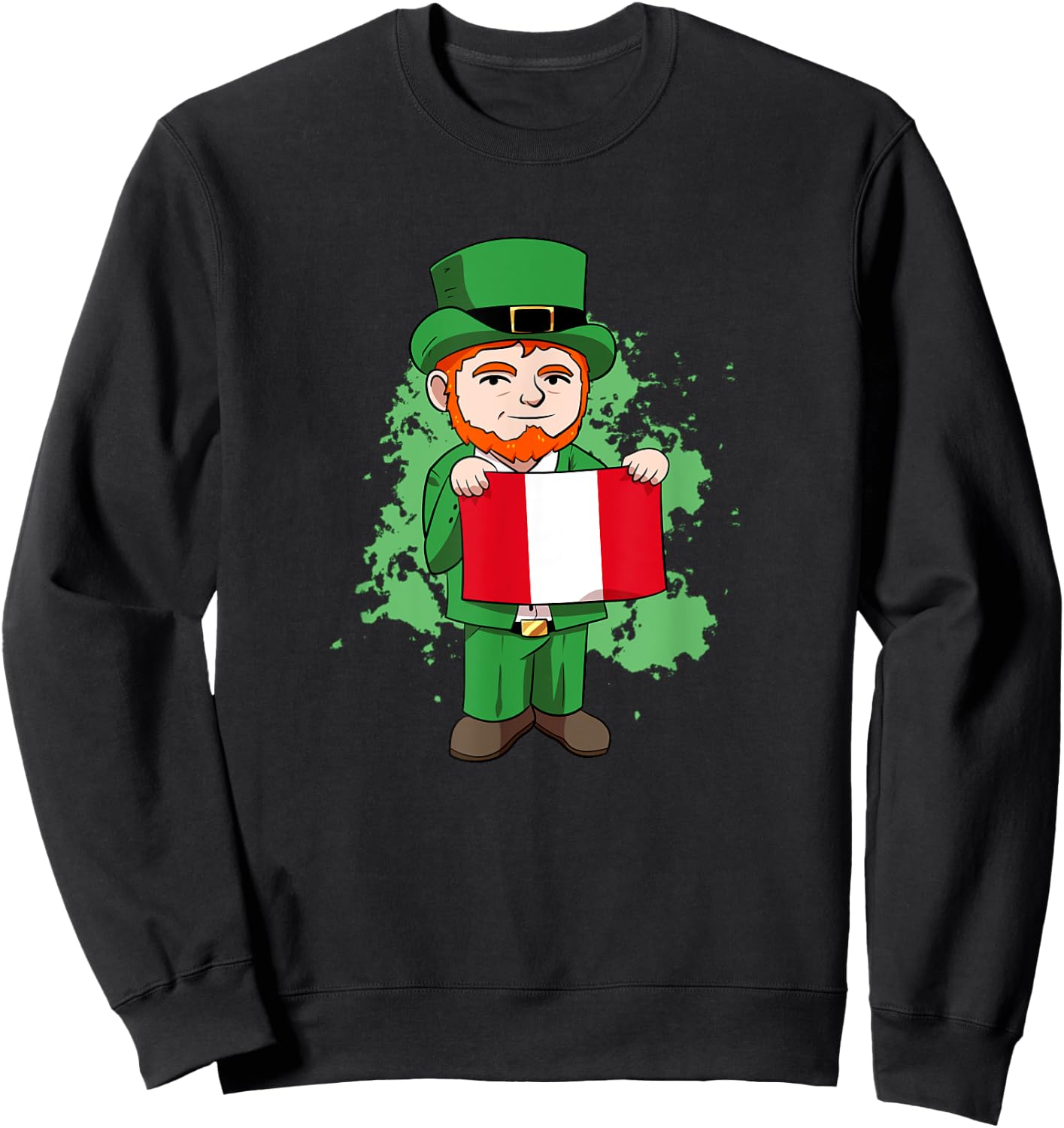Peru Perú Proud Peruvian Flag St. Patricks Day Leprechaun Sweatshirt - Sweatshirt | Black