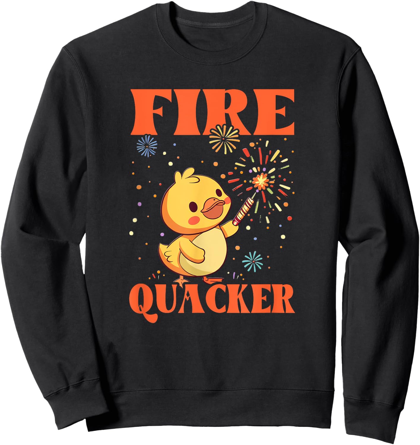 Funny Fireworks with Goose Duck - Fire Quacker Sweatshirt - Sweatshirt | Black