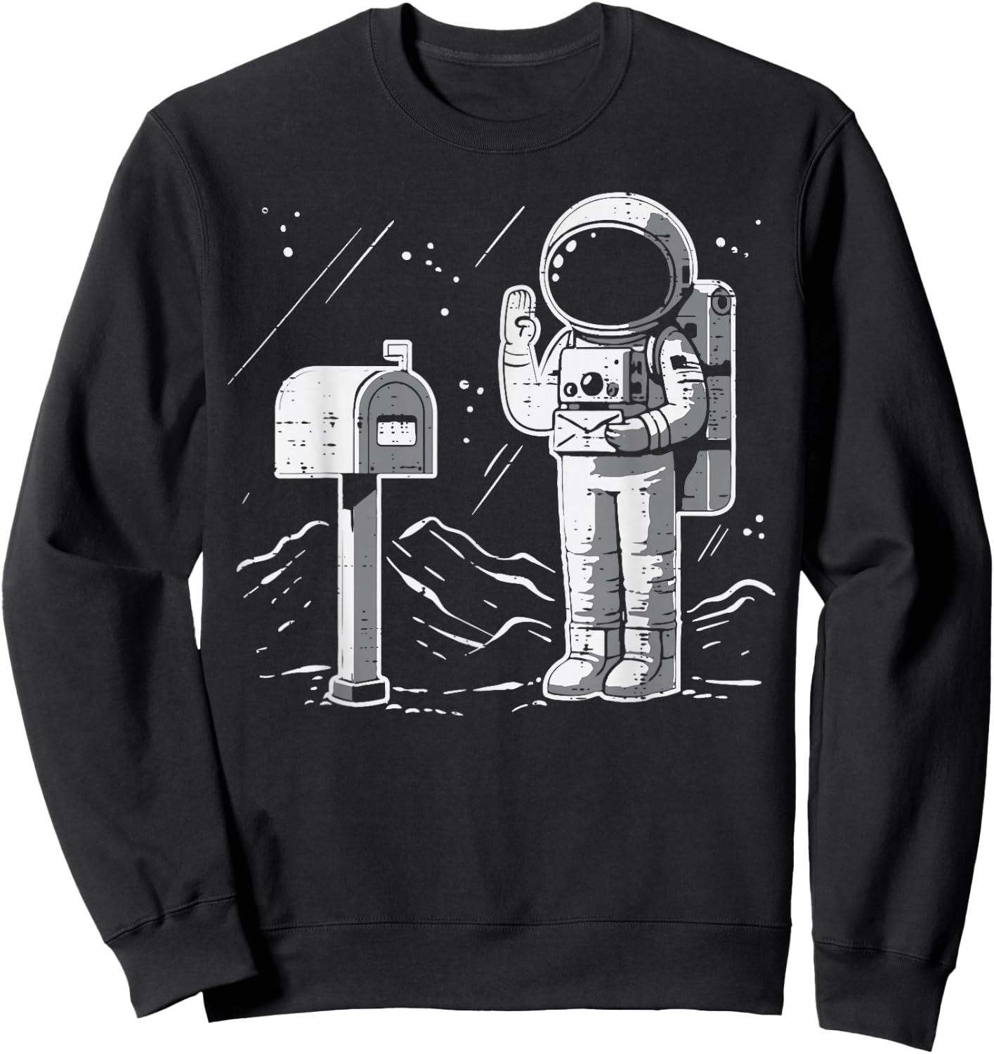 Astronaut Mailbox Funny Space Mailman Postal Men Women Kids Sweatshirt - Sweatshirt | Black