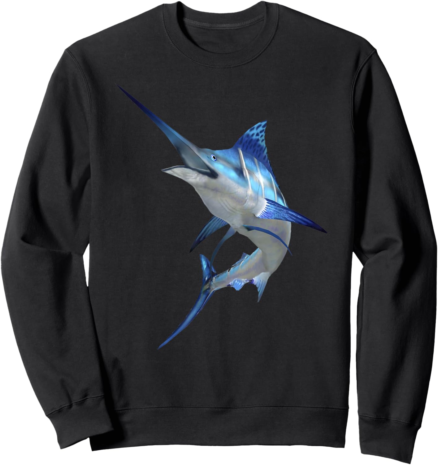 Beautiful Blue Marlin Fishing Short Sleeve Sweatshirt - Sweatshirt | Black