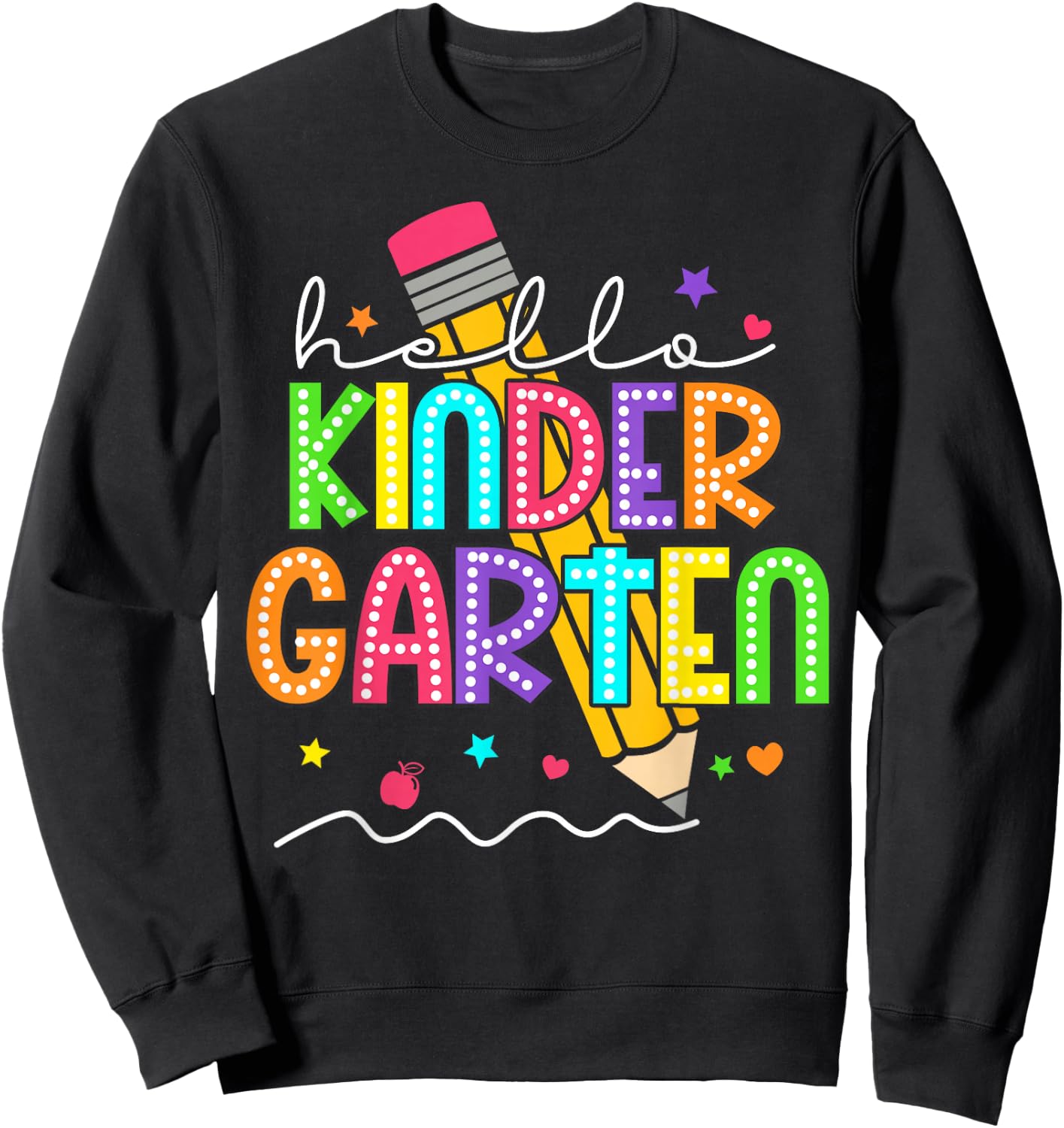 Hello Kindergarten Team Kinder Back to School Teacher Kids Sweatshirt - Sweatshirt | Black