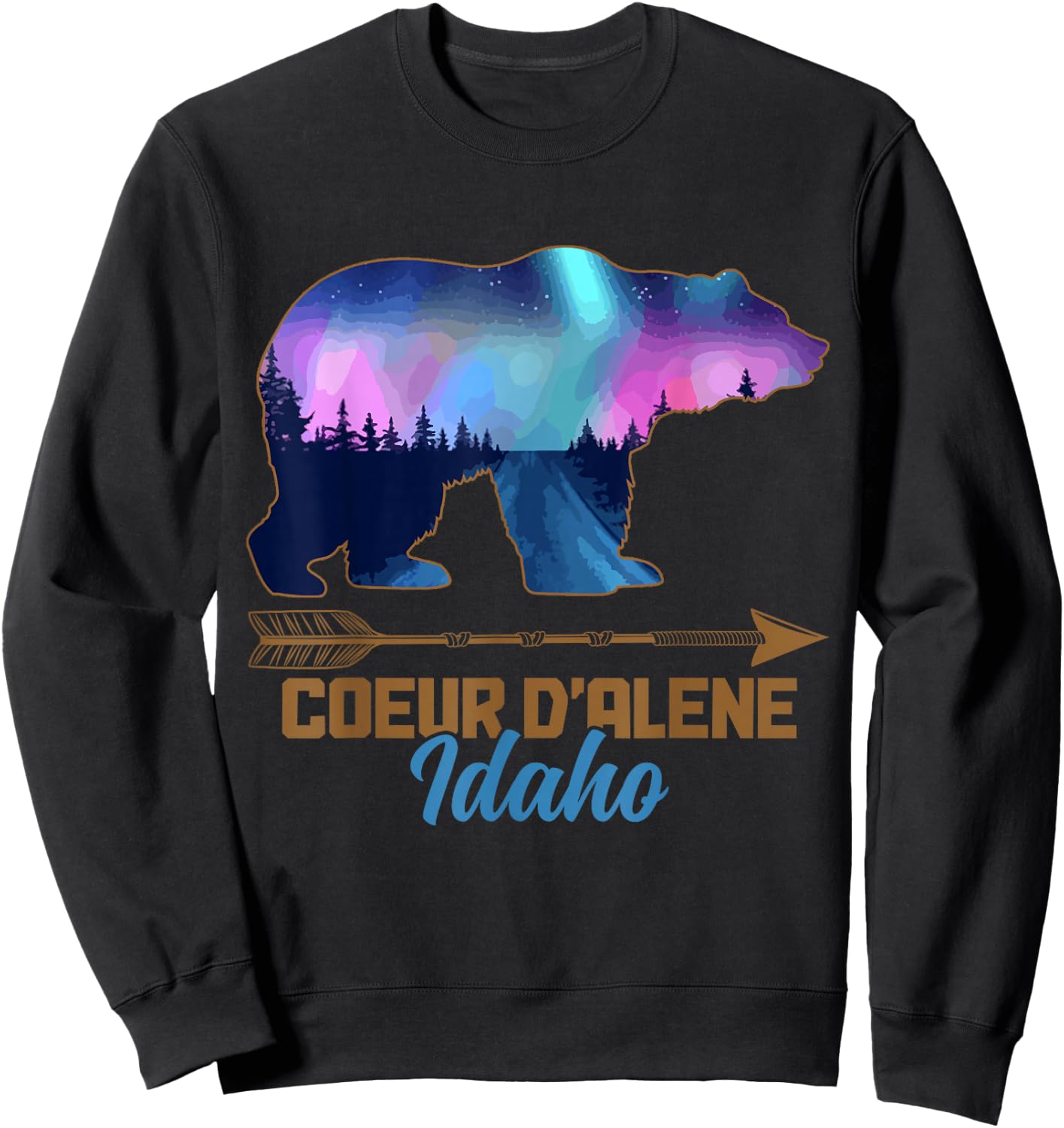 Coeur D'Alene Idaho Bear Pride Vintage Souvenir Sweatshirt - Sweatshirt | Black