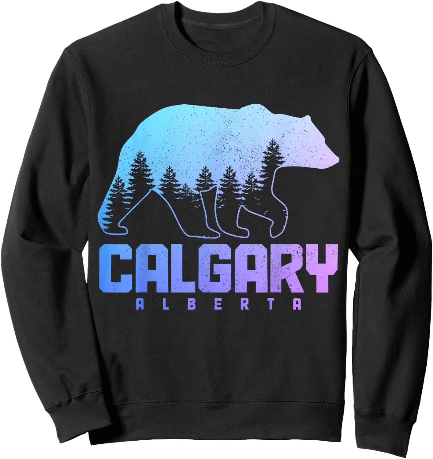Calgary Alberta Canada Bear Grizzly Pride Outdoor Vintage Sweatshirt - Sweatshirt | Black