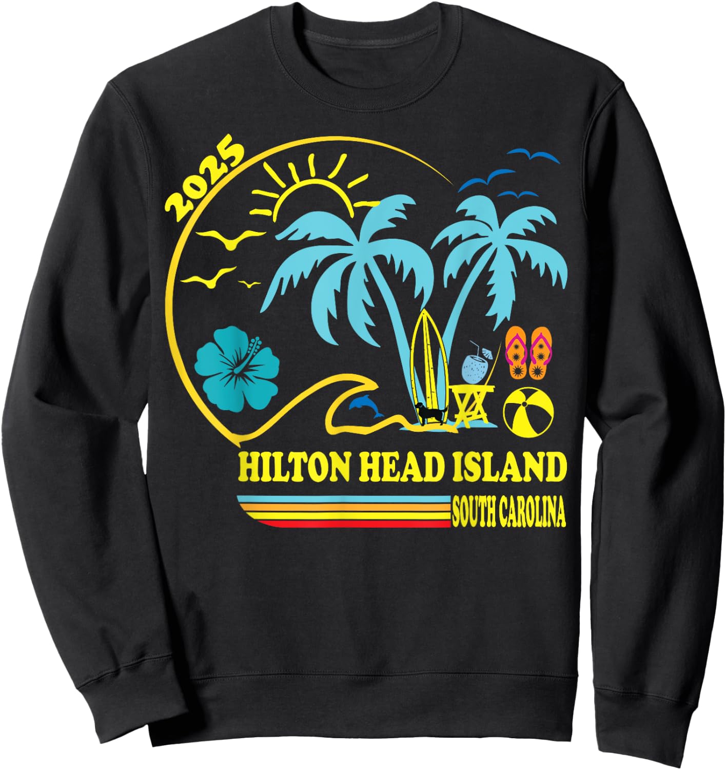 Hilton Head Island South Carolina 2025 Family Trip Matching Sweatshirt - Sweatshirt | Black
