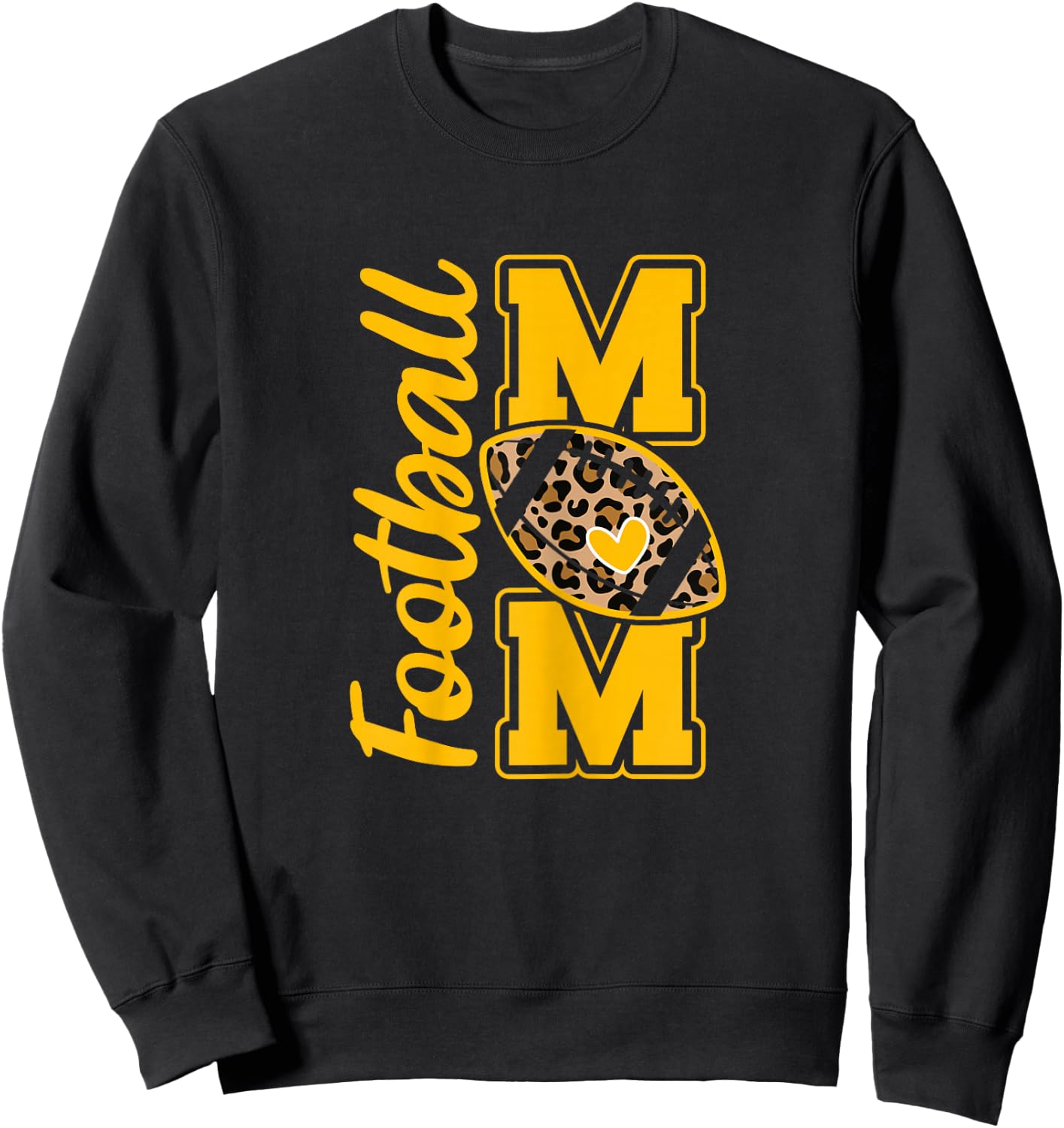 Leopard Royal Blue and Yellow High School Football Mom Sweatshirt - Sweatshirt | Black