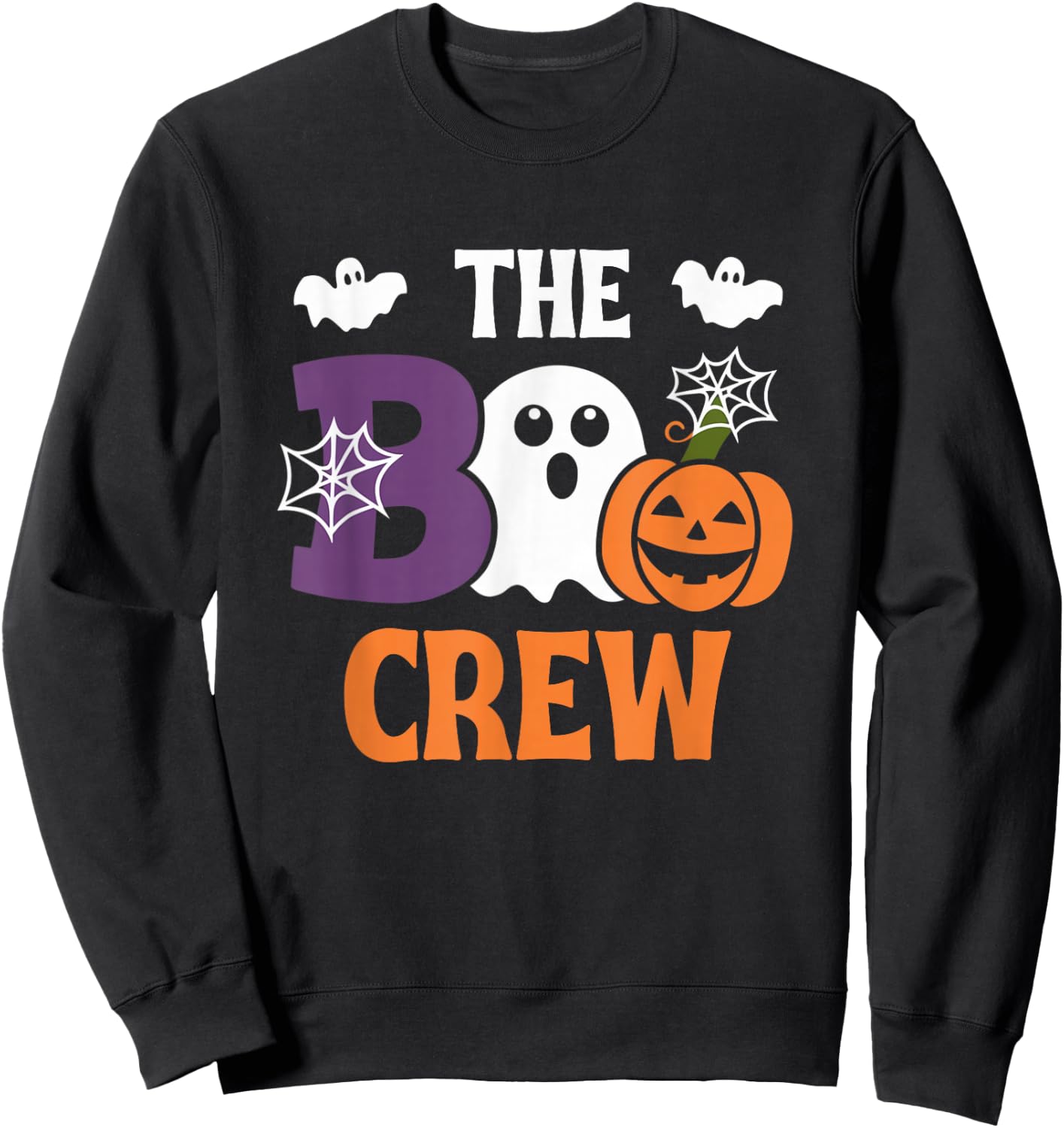 The Boo Crew Cute Halloween Ghost Pumpkin Bat Kids & Adults Sweatshirt - Sweatshirt | Black