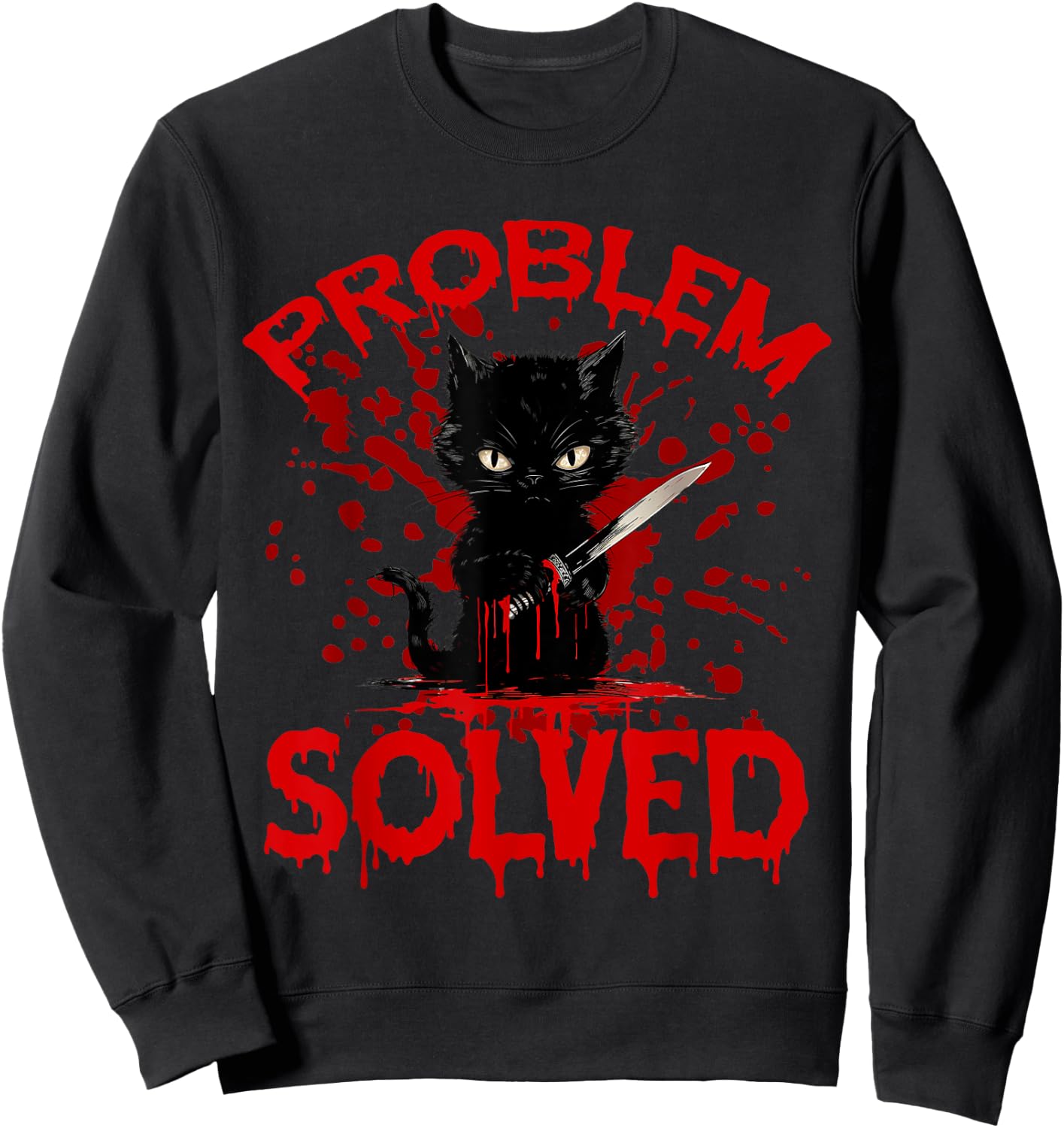 Problem Solved Black cat Women Sweatshirt - Sweatshirt | Black