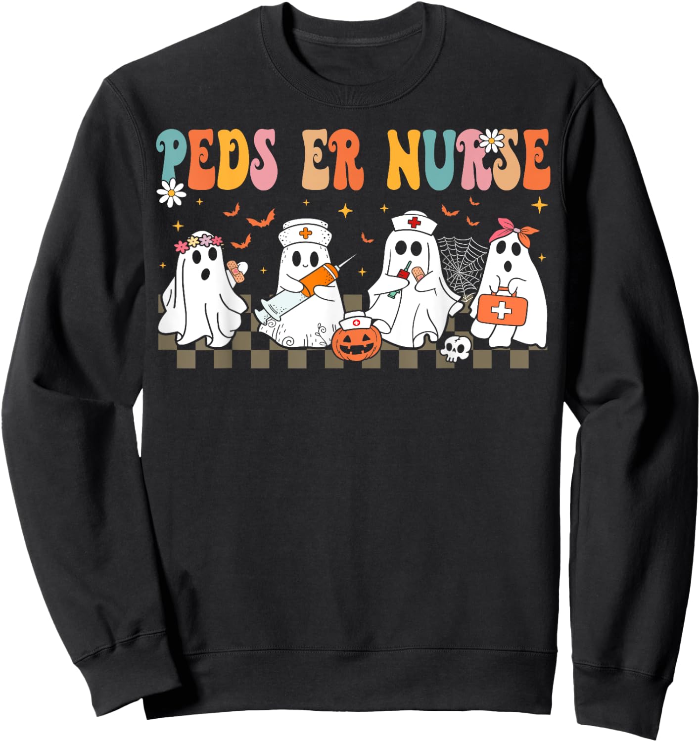 PEDS Emergency Department Halloween RN ER Pediatric ED Nurse Sweatshirt - Sweatshirt | Black