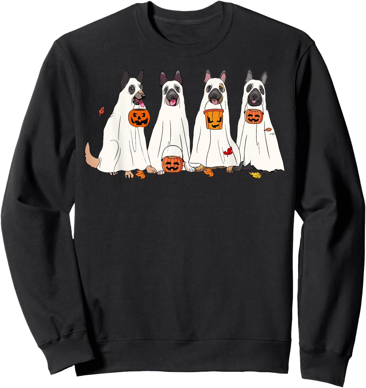 Dog Halloween Trick Or Treat Boo Ghost Pumpkin Malinois Dogs Men Women Kids Sweatshirt - Sweatshirt | Black