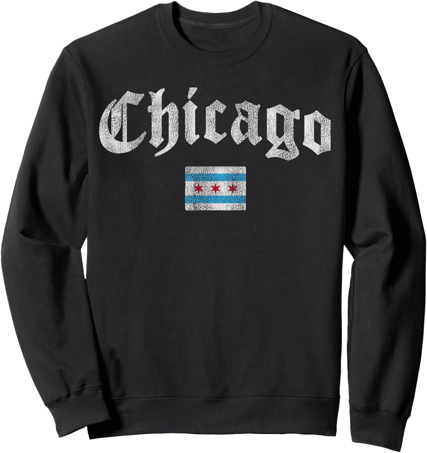 Retro Chicago Flag Souvenir Women Kids Men Sweatshirt - Sweatshirt | Black