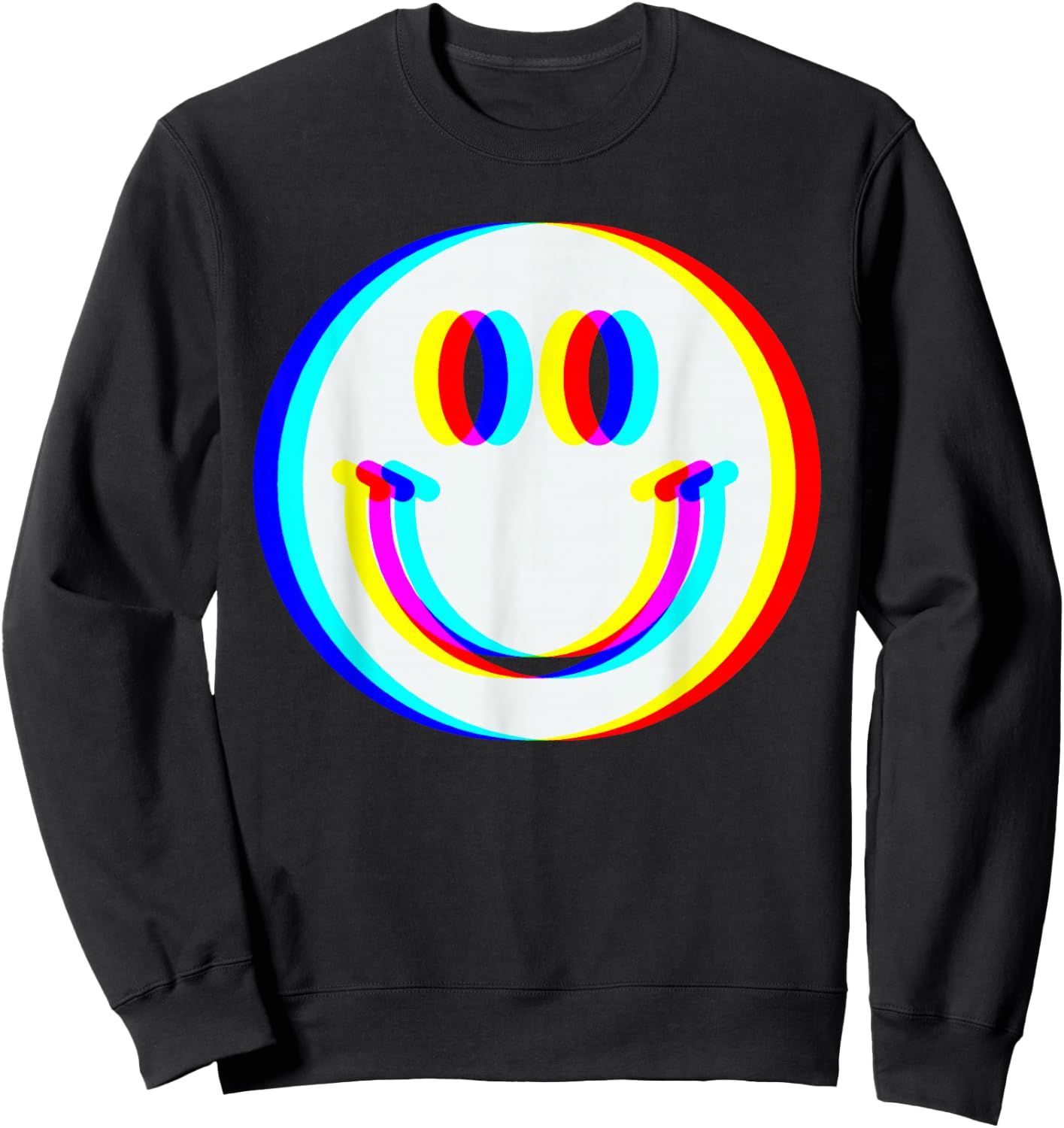 Smiling Face EDM Trippy Vaporwave Techno Rave Music Festival Sweatshirt - Sweatshirt | Black