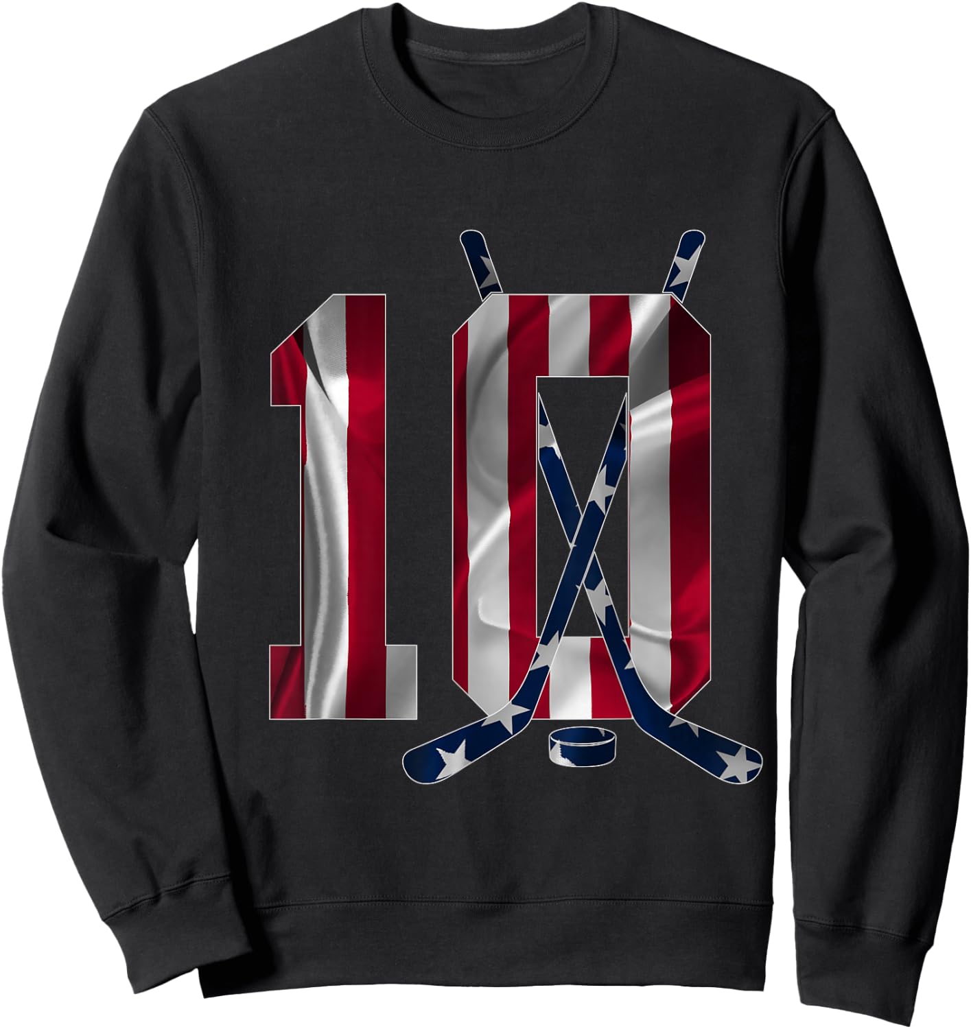 Number 10 Years Ice Hockey 10th Birthday Sweatshirt - Sweatshirt | Black