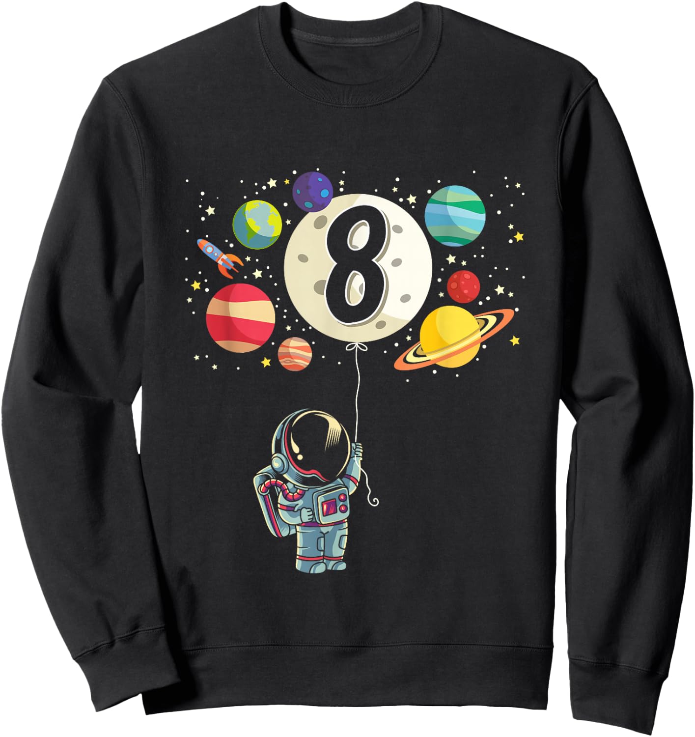 8 Years Old Birthday Boy Gifts Astronaut 8th Birthday Sweatshirt - Sweatshirt | Black
