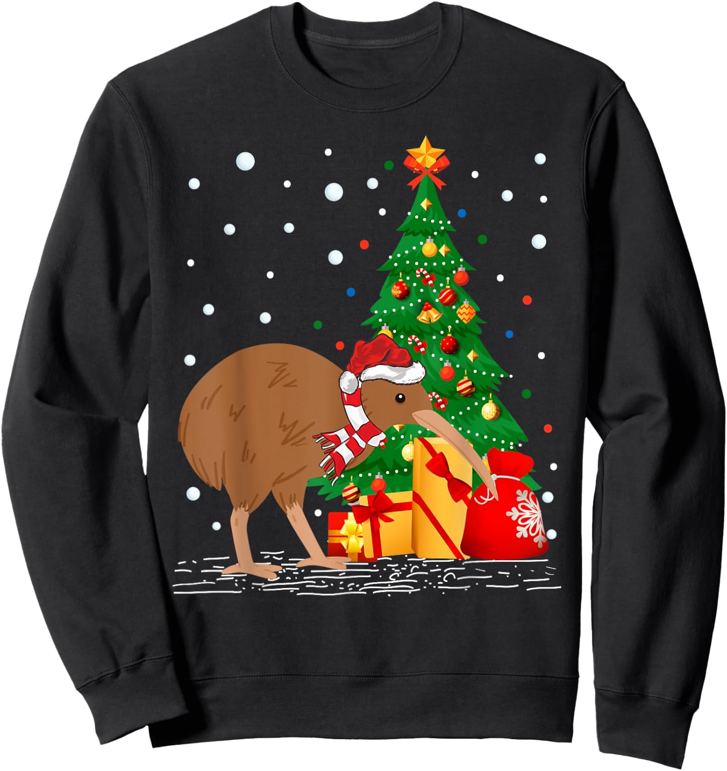 Kiwi Bird Lover Gift Santa Hat Kiwi Christmas Sweatshirt - Sweatshirt | Black