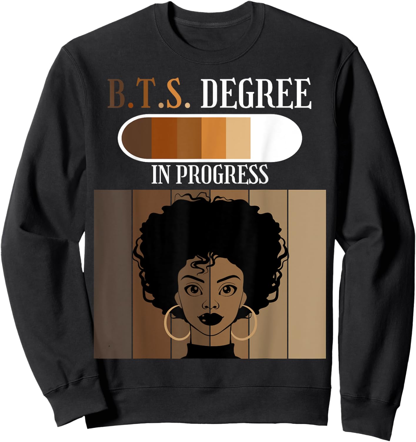 Bachelor of Tourist Studies BTS Degree In Progress Afro Sweatshirt - Sweatshirt | Black