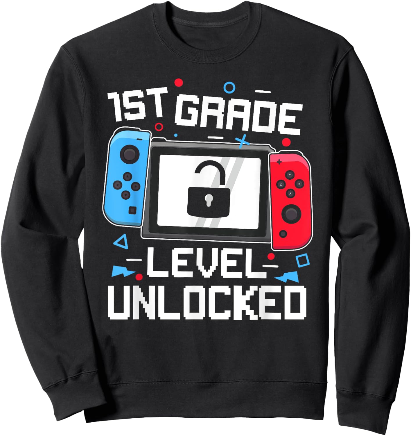 1st Grade Level Unlocked Video Game Back to School Boys Sweatshirt - Sweatshirt | Black