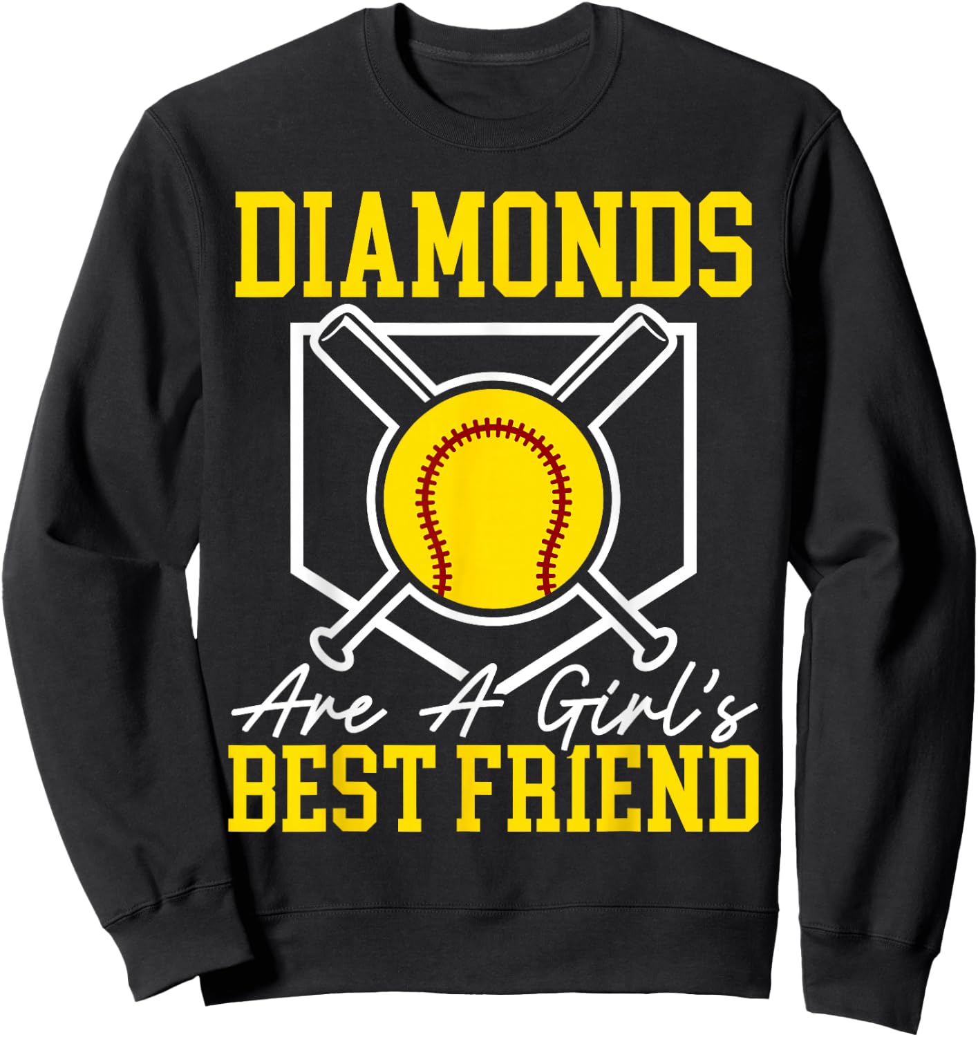 Diamonds Are A Girl's Best Friend Softball Player Sweatshirt - Sweatshirt | Black