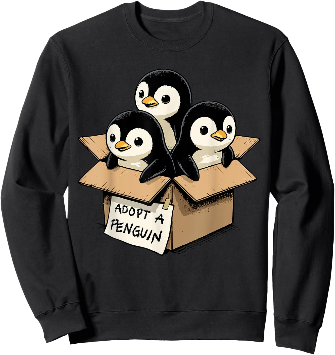 Adopt a Penguin Shirt Cute Little Animal Penguin Lover Sweatshirt - Sweatshirt | Black