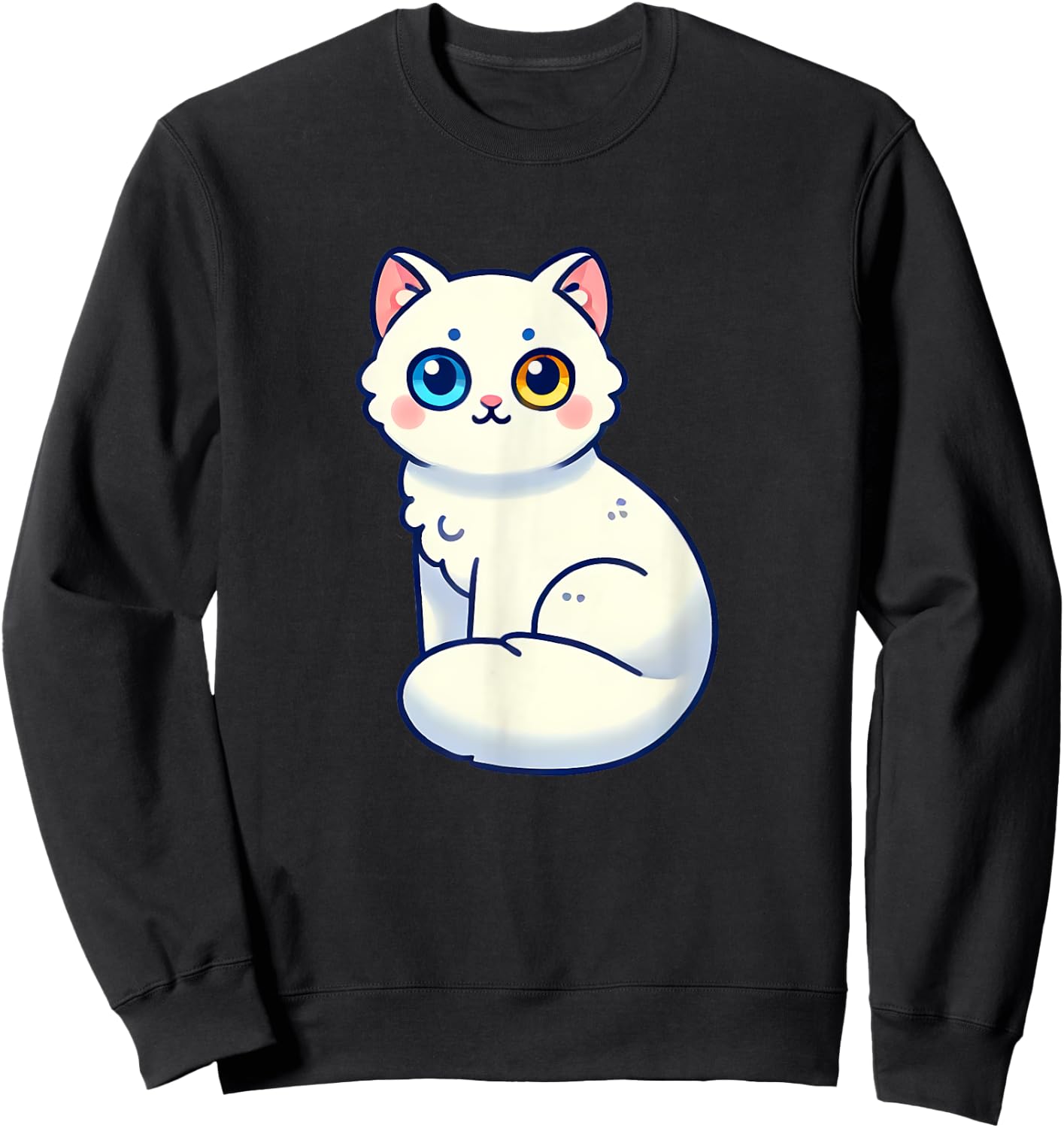Cat With Heterochromia Cute Cat Lover Men Women Kids Sweatshirt - Sweatshirt | Black