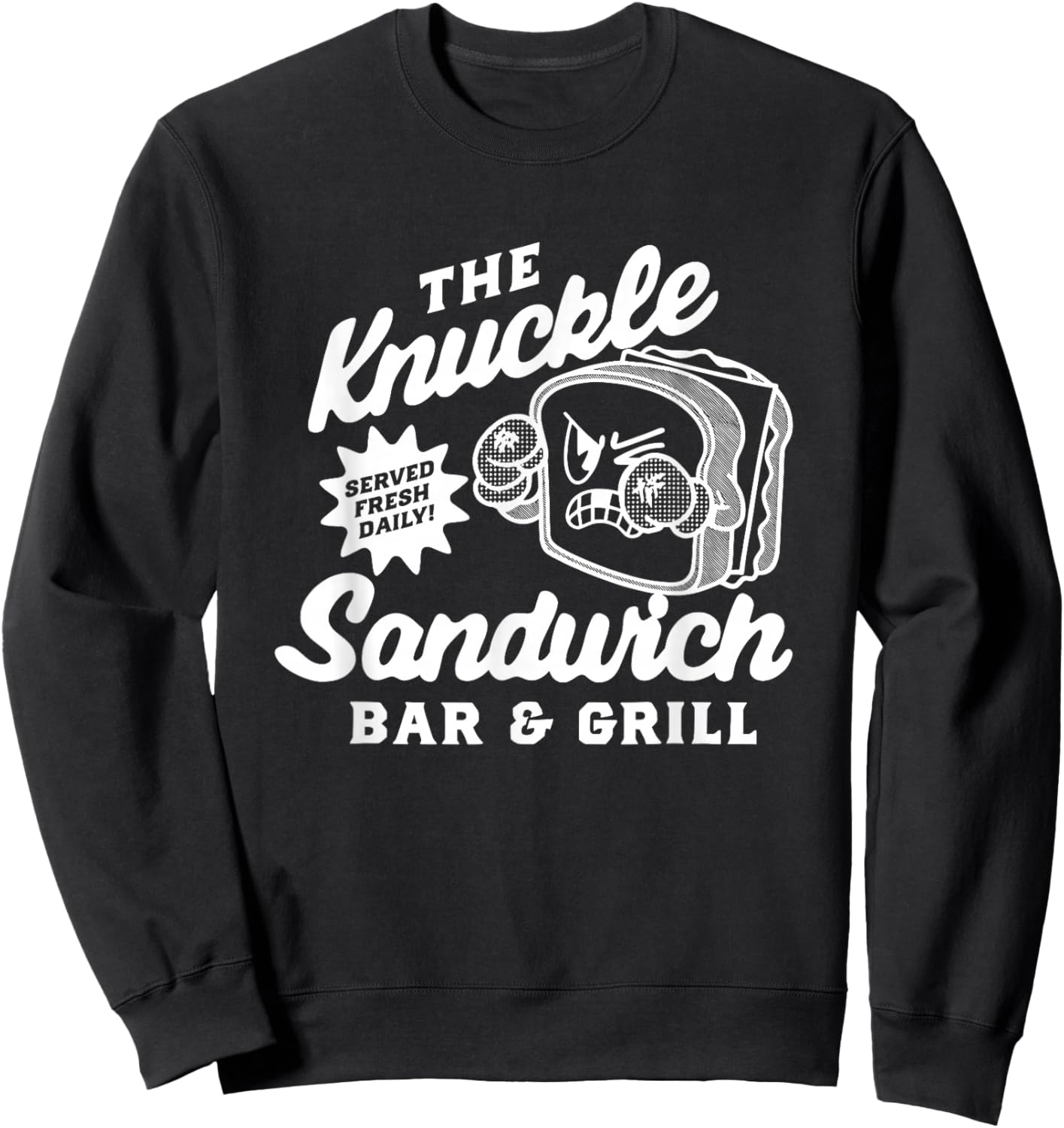 The Knuckle Sandwich Bar & Grill Fighting Joke Bar Dad Sweatshirt - Sweatshirt | Black