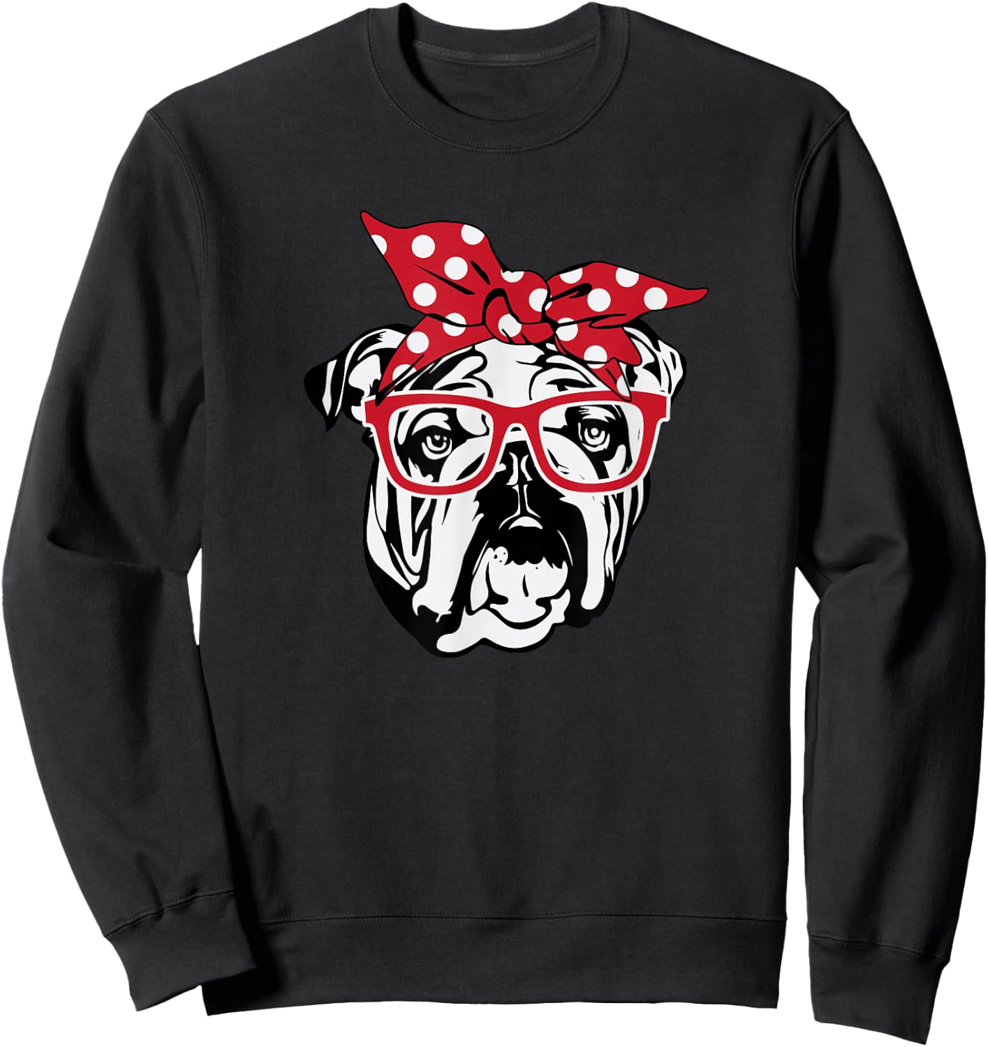 English Bulldog Face With Bow Cute Gift Sweatshirt - Sweatshirt | Black