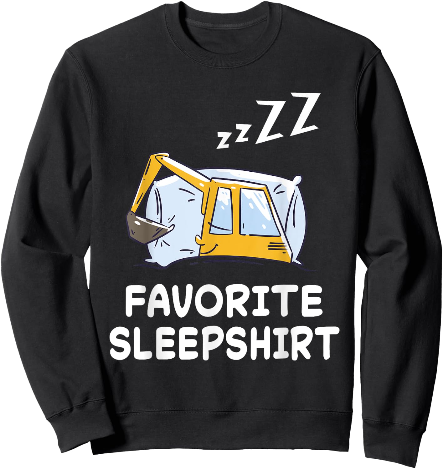 Dredger Digger Excavator Nap Sleeping Sleep Pajama Nightgown Sweatshirt - Sweatshirt | Black