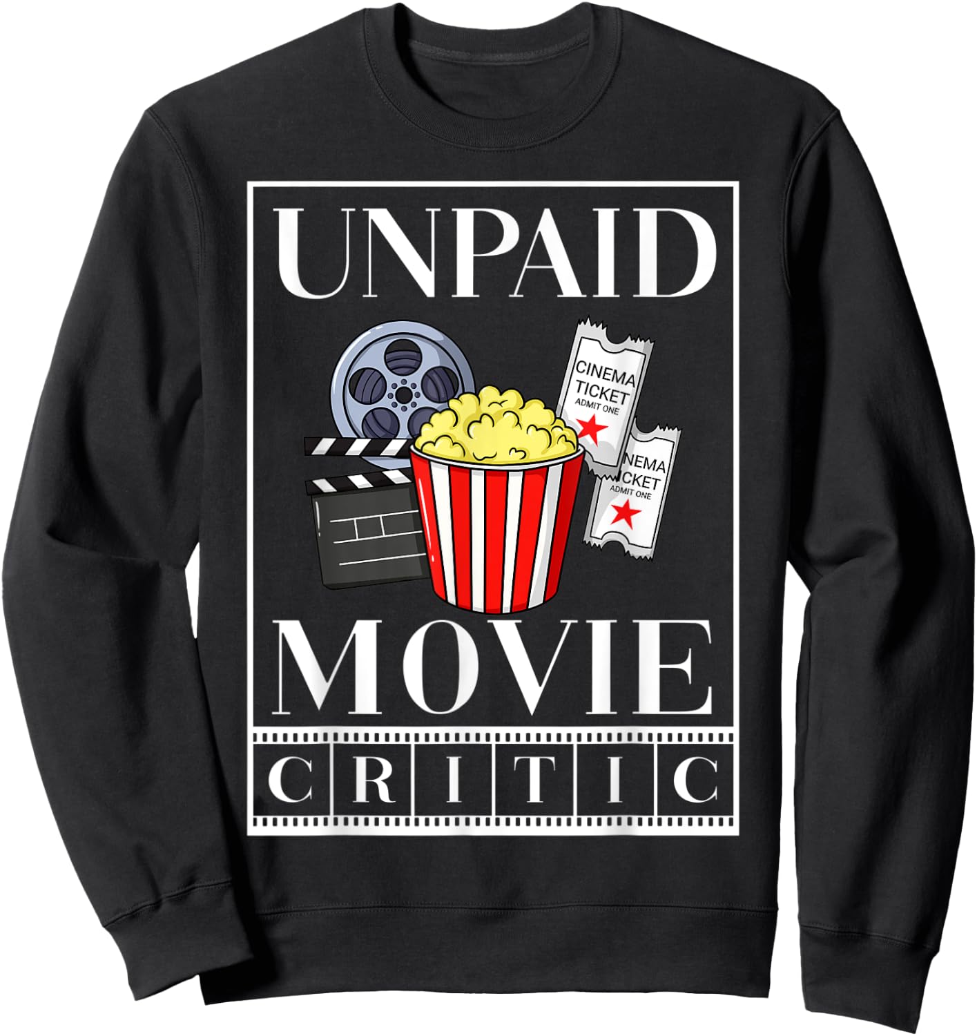 Cinema Watching Movie Watch Night Theater Popcorn Sweatshirt - Sweatshirt | Black