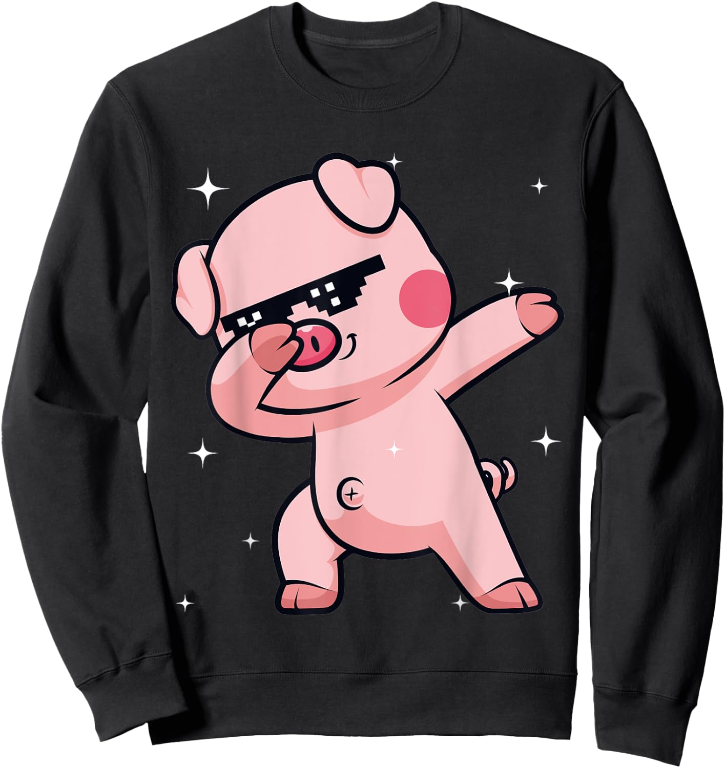 Men Women Kids Funny Pig Dabbing Animals Wildlife Parties Sweatshirt - Sweatshirt | Black