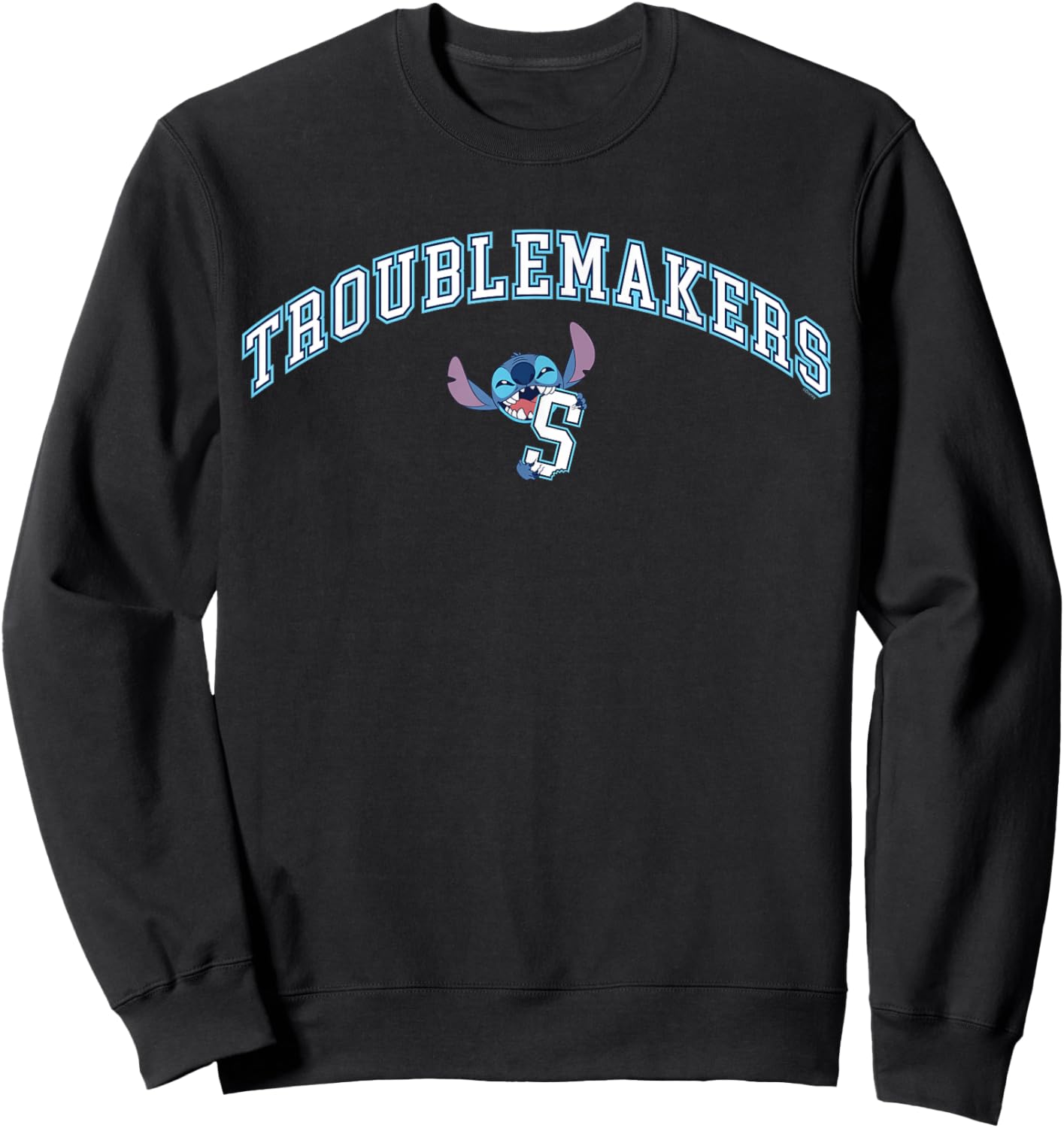 Disney Lilo & Stitch Troublemakers “S” Collegiate Team Sport Sweatshirt - Sweatshirt | Black