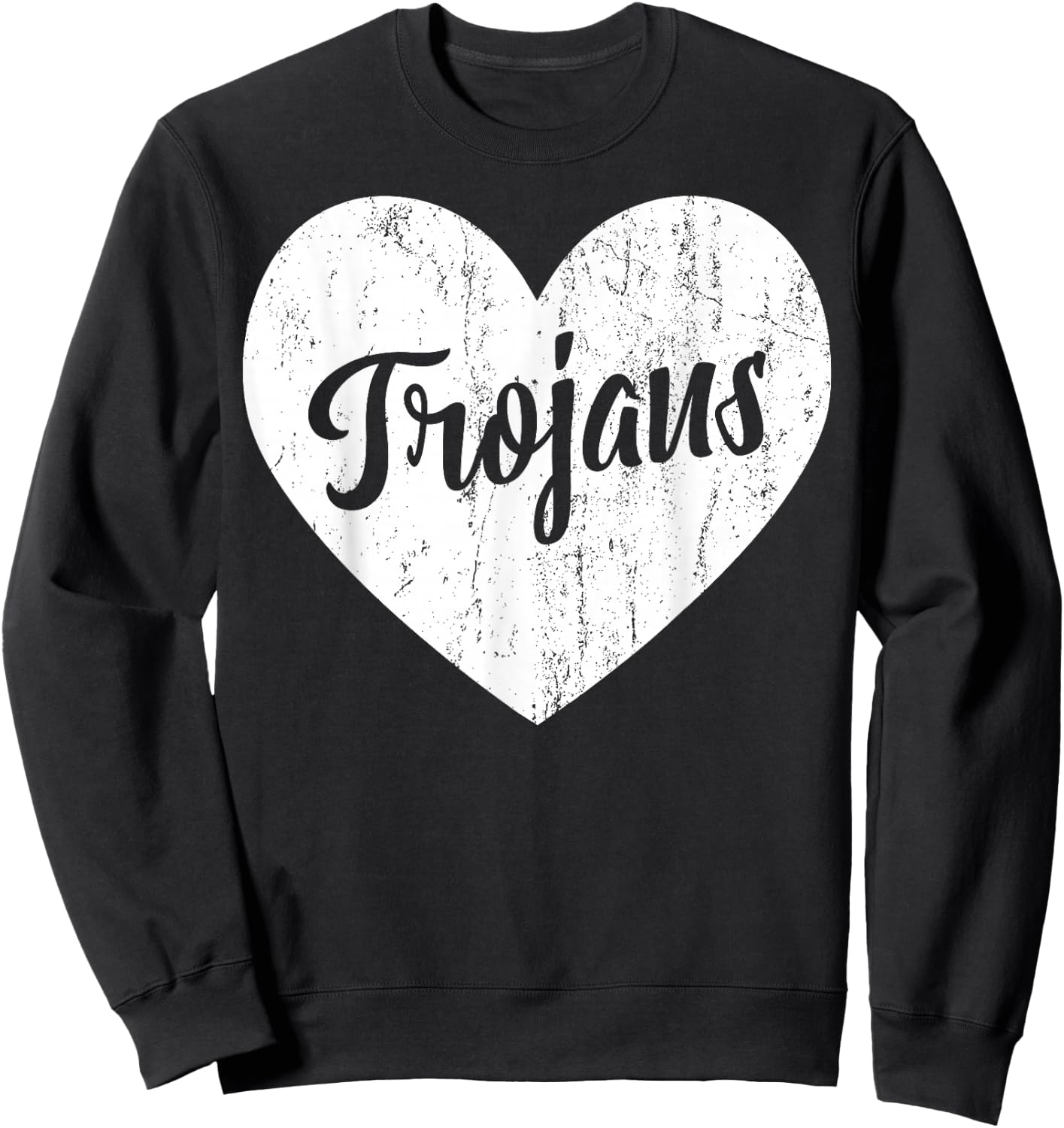 Trojans School Sports Fan Team Spirit Mascot Cute Heart Gift Sweatshirt - Sweatshirt | Black