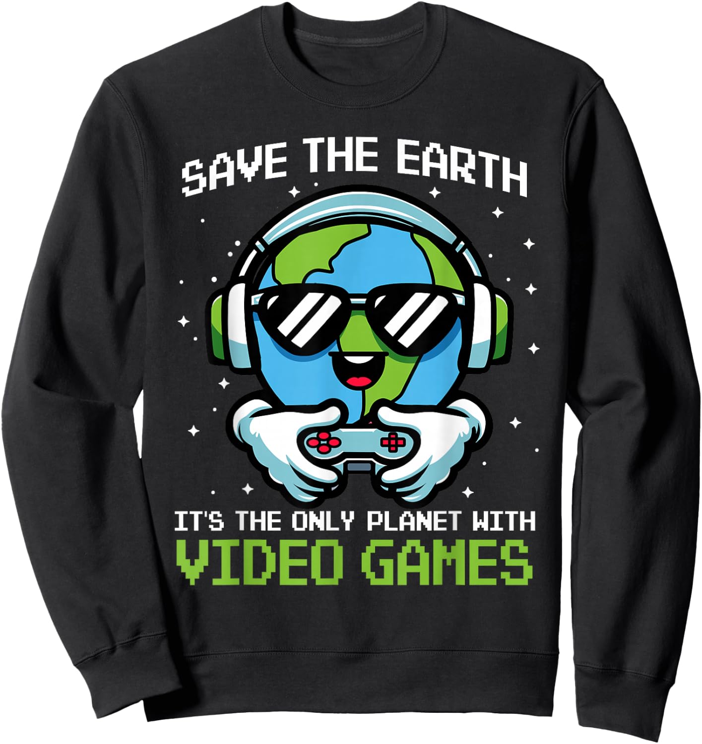 Save Earth Gamer Design - Funny Earth Day Video Game Sweatshirt - Sweatshirt | Black