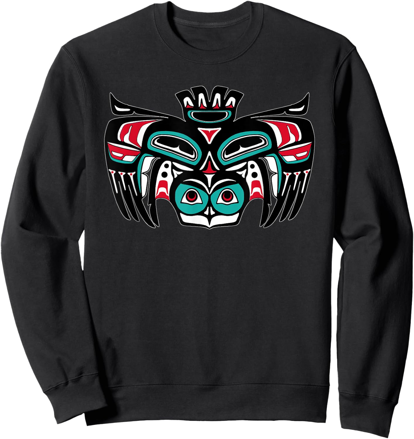Alaska Native American Indian Style Haida Tlingit Owl Spirit Sweatshirt - Sweatshirt | Black