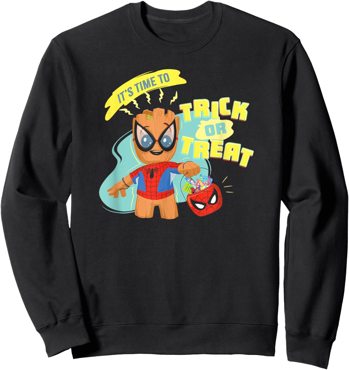 Marvel Groot in Spider-Man Costume Trick or Treat Halloween Sweatshirt - Sweatshirt | Black