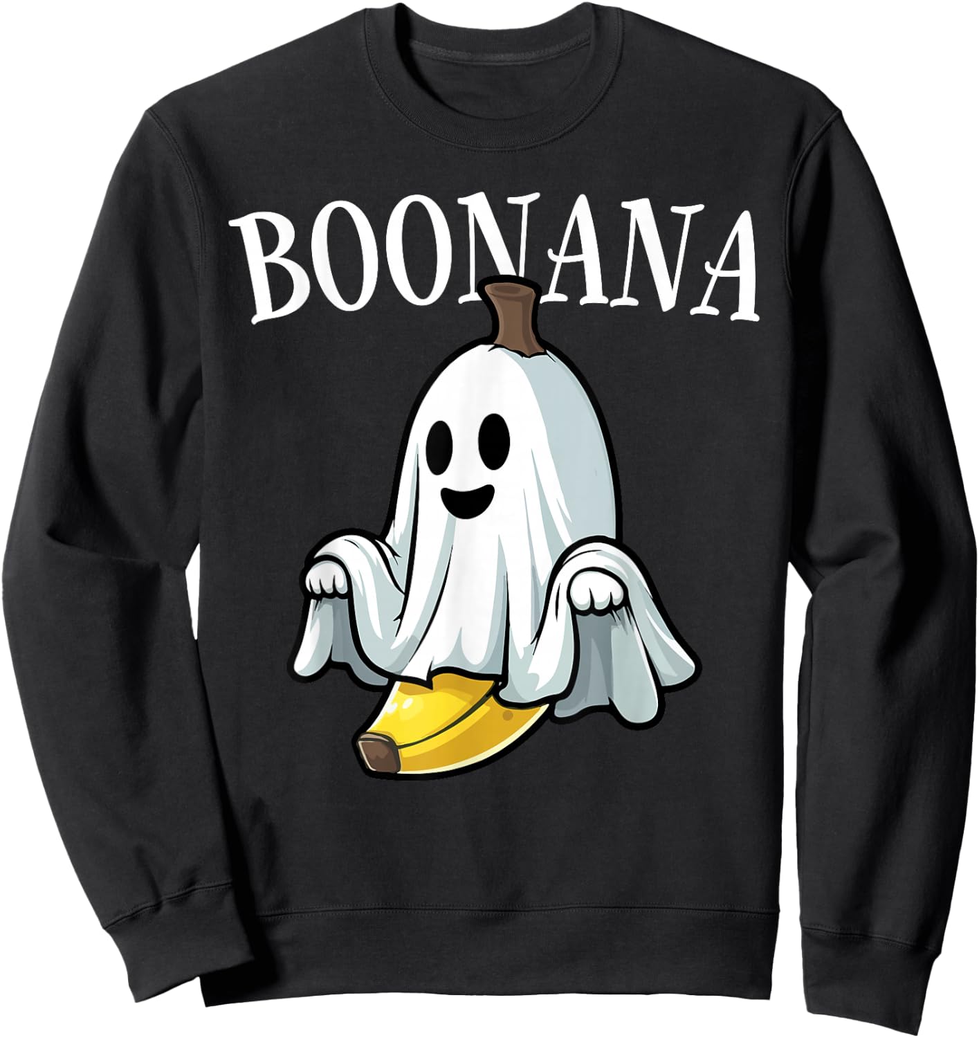 Cute Ghost Banana Costume Boonana Halloween Boys Girls Kids Sweatshirt - Sweatshirt | Black