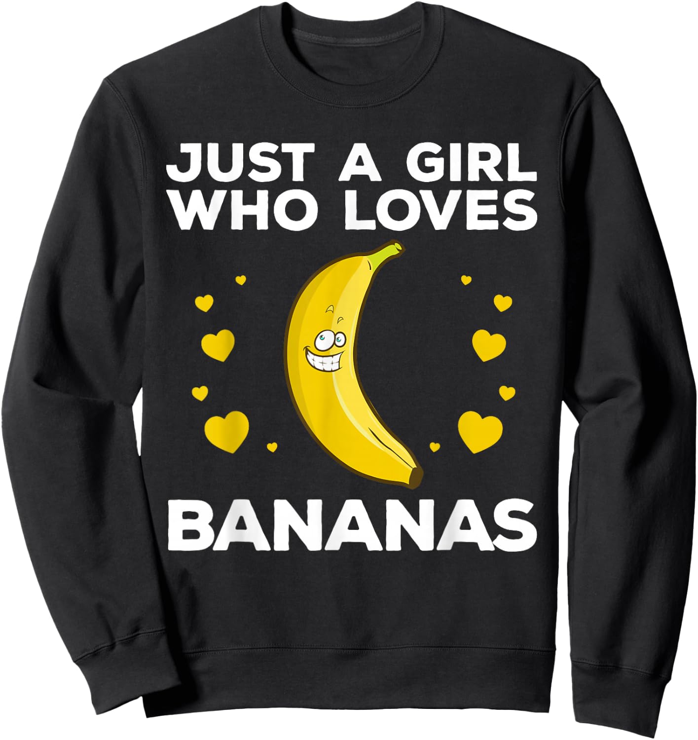 Funny Banana Design Women Girls Kids Banana Fruit Lovers Sweatshirt - Sweatshirt | Black