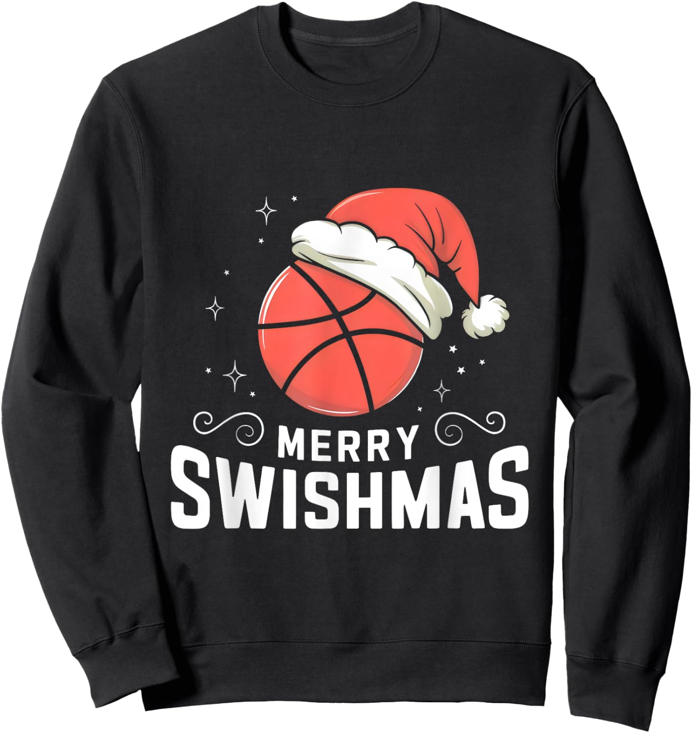 Funny Merry Swishmas Ugly Christmas Basketball Player Xmas Sweatshirt - Sweatshirt | Black