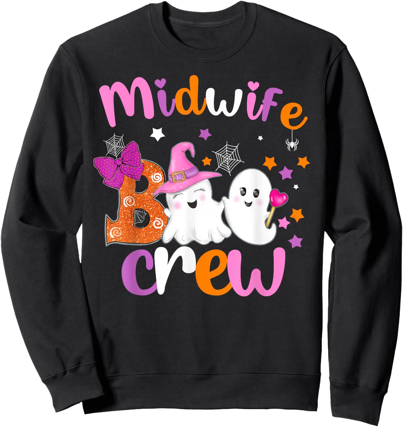 Midwife Boo Crew Halloween matching shirts for Midwife Sweatshirt - Sweatshirt | Black