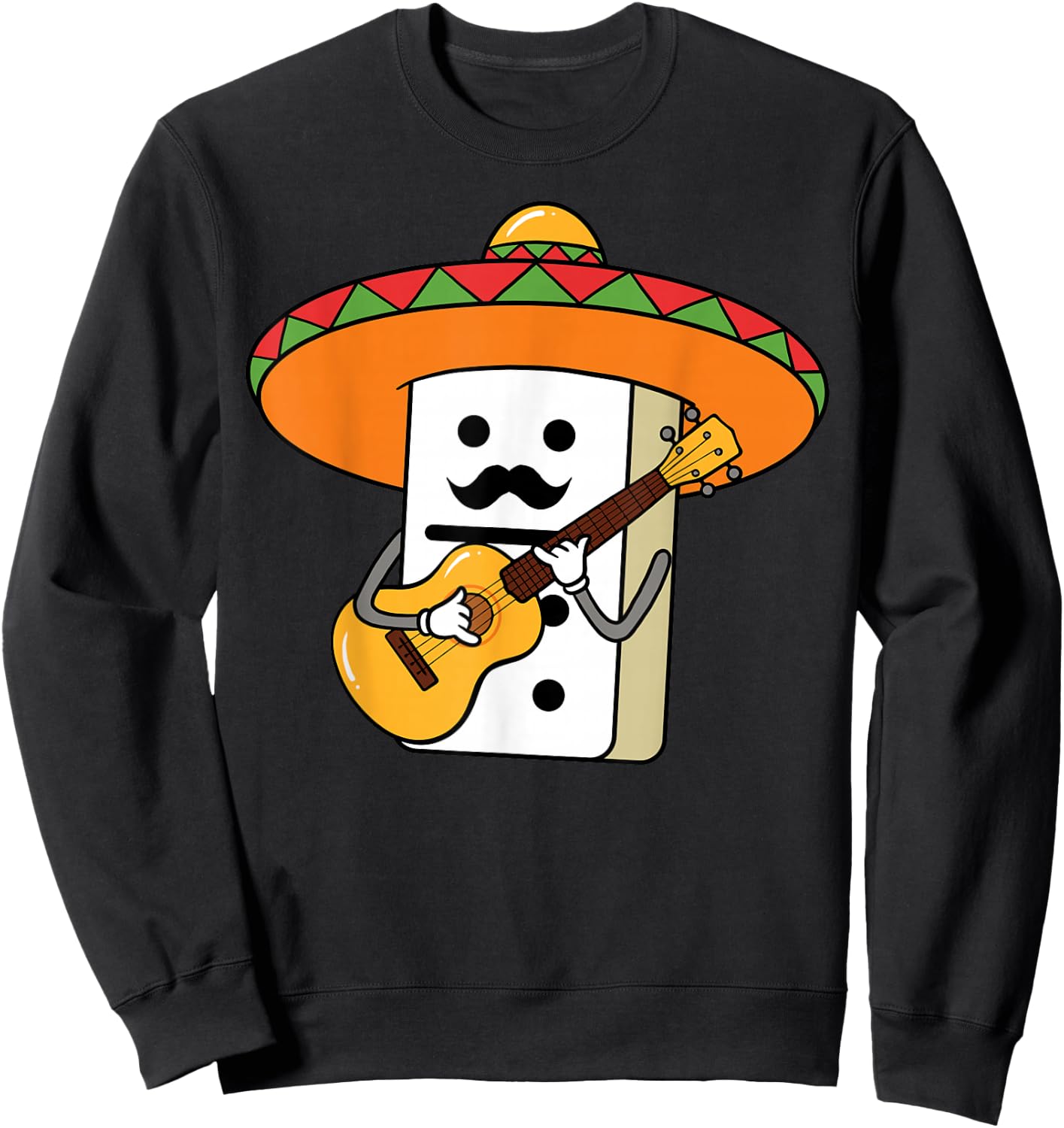 Mexican Train Domino Playing Guitar With Sombrero Sweatshirt - Sweatshirt | Black