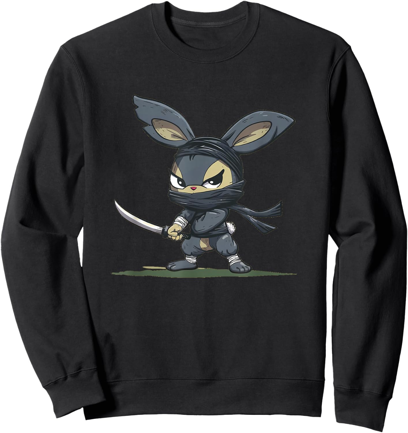 Amazing Ninja Bunny Graphic for a Cool Adventure Sweatshirt - Sweatshirt | Black