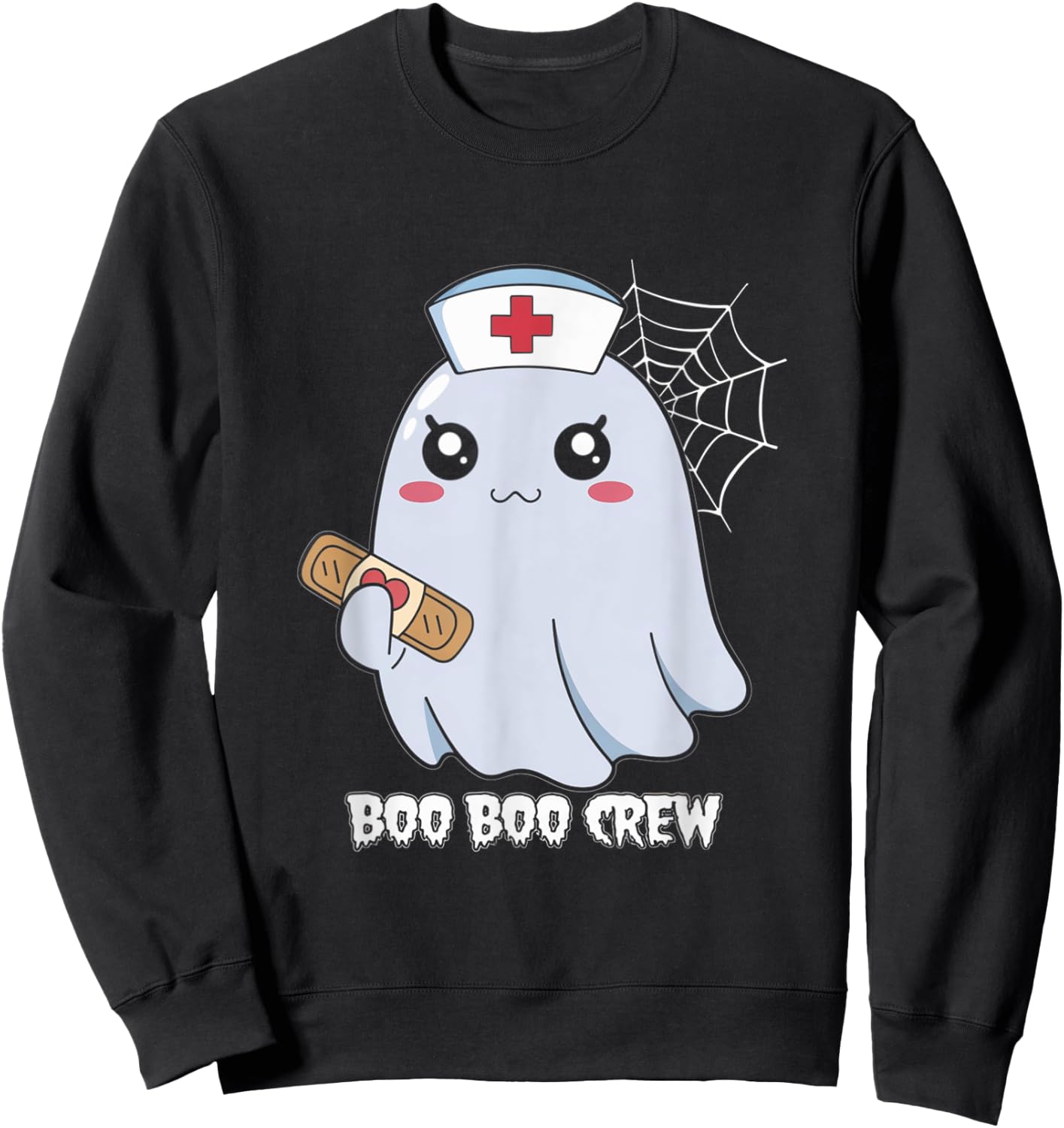 Funny Boo Boo Crew Ghost Nurse Paramedic Halloween Party Sweatshirt - Sweatshirt | Black