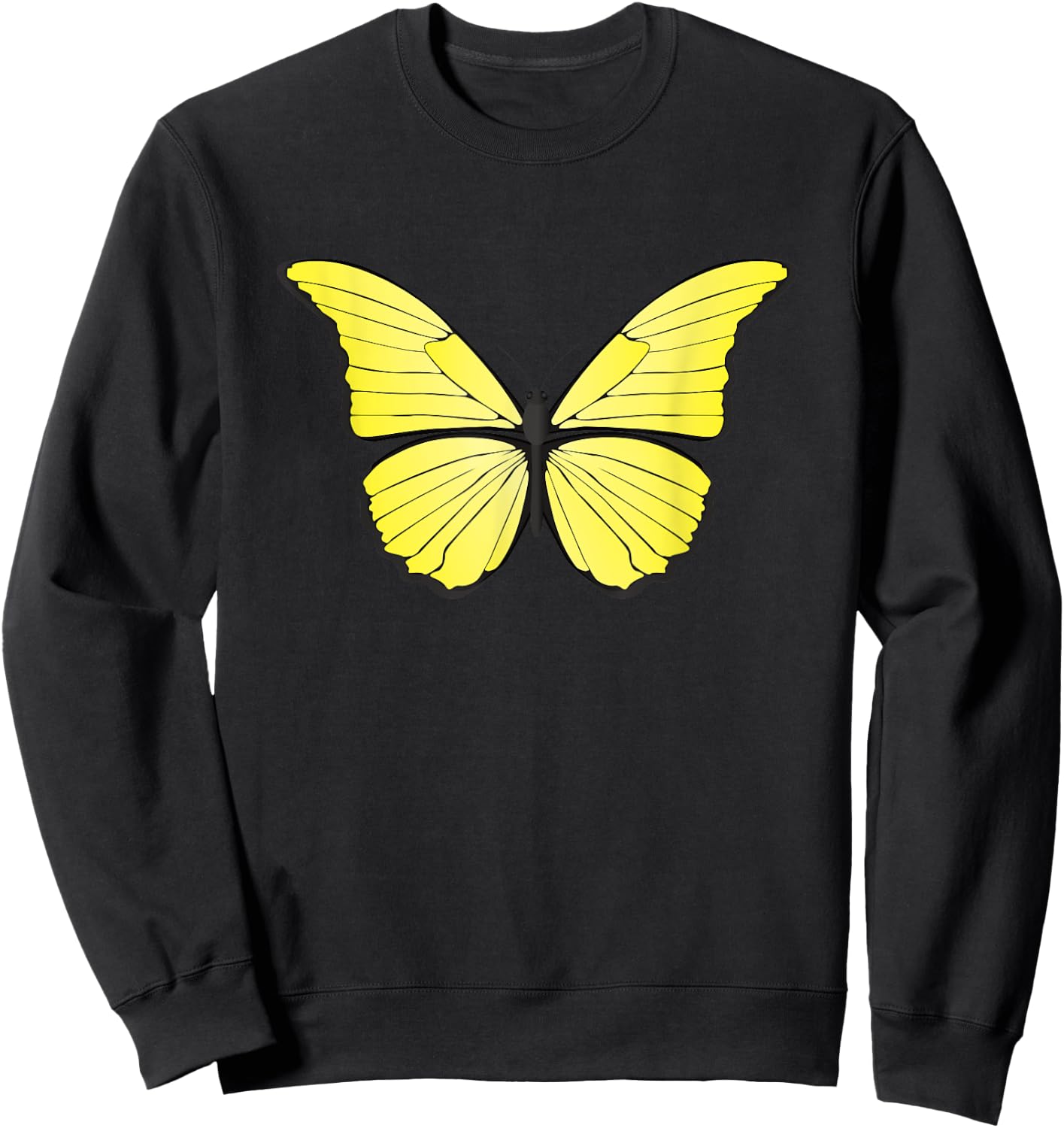 Cute Yellow Butterfly Sweatshirt - Sweatshirt | Black