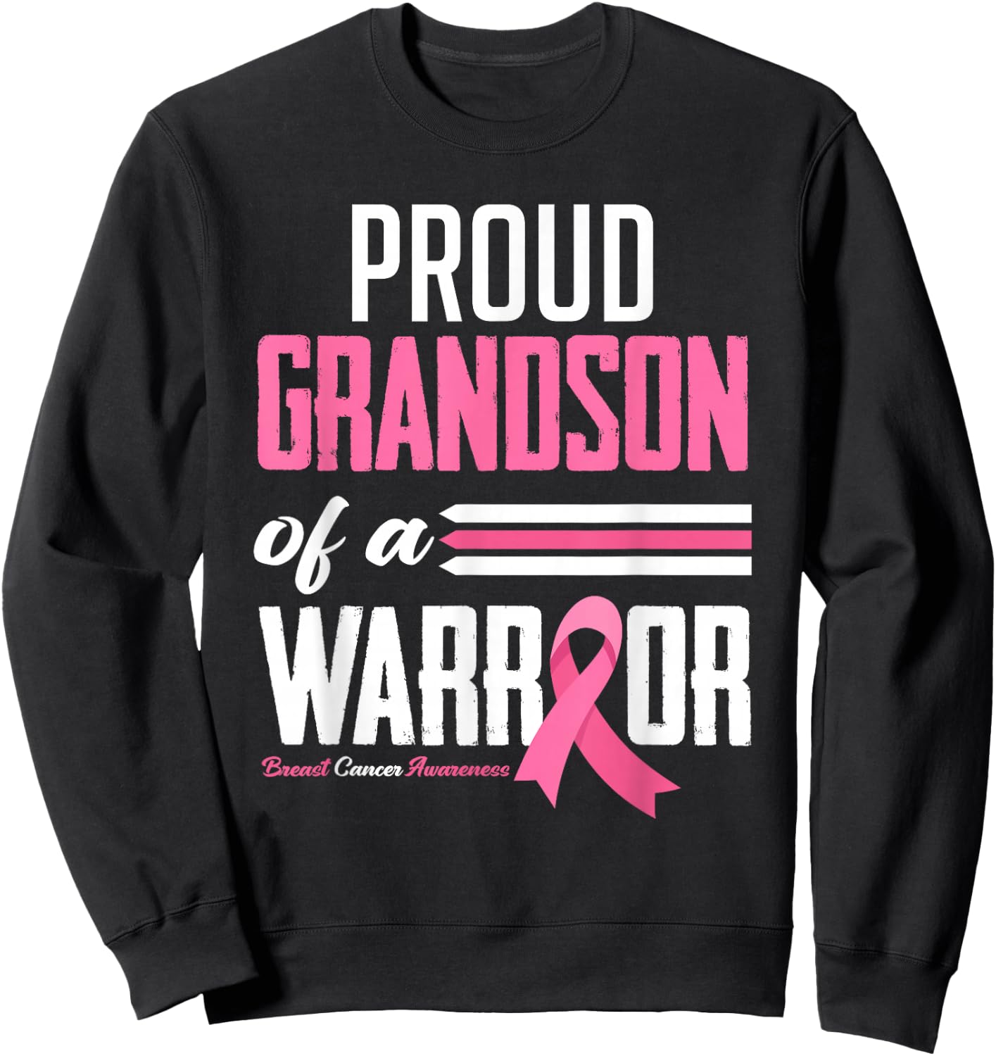 Proud Grandson Of A Warrior Grandma Breast Cancer Awareness Sweatshirt - Sweatshirt | Black