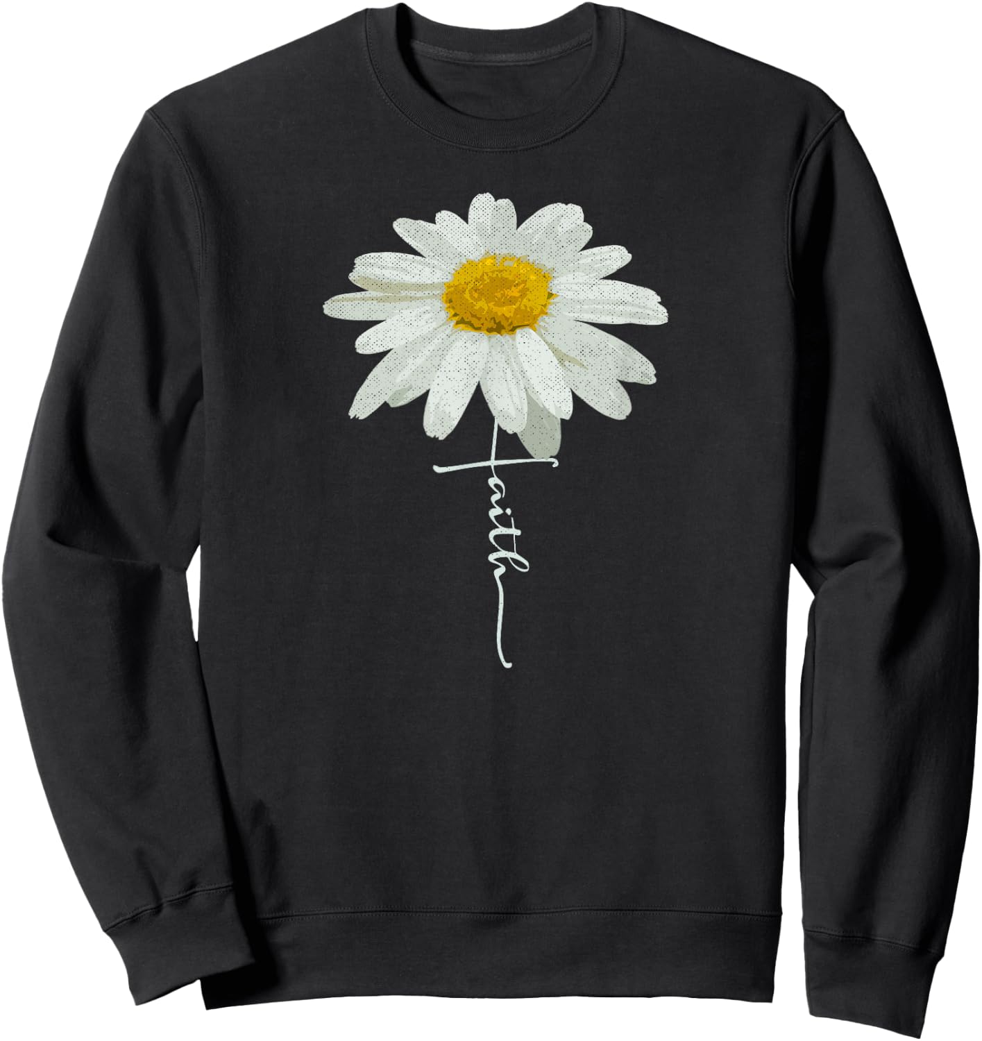 Christian Faith Cross Daisy Flower, Christian Men Women Sweatshirt - Sweatshirt | Black