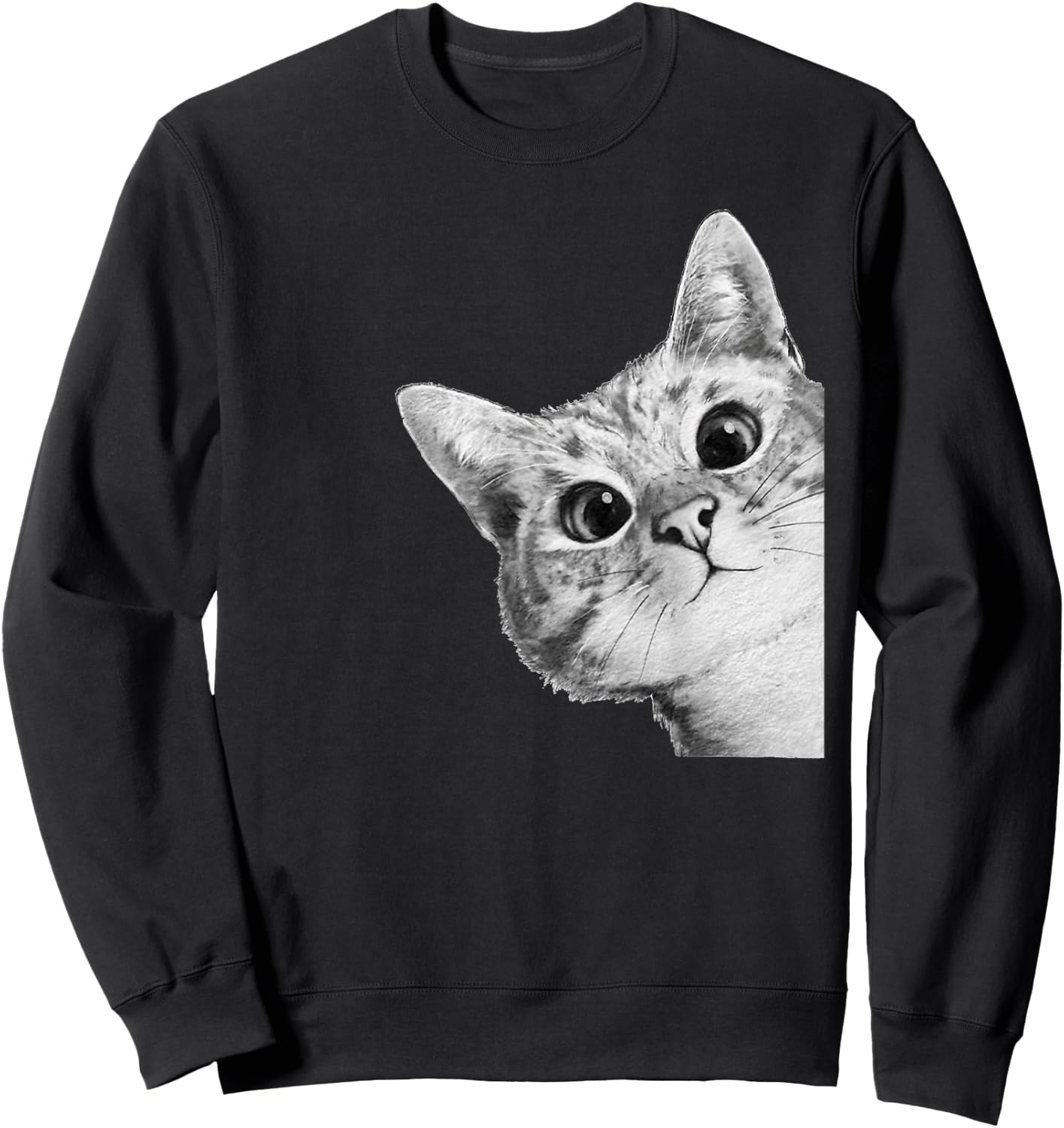Cute Adorable Kitty Cat Women Girls Kids Sweatshirt - Sweatshirt | Black