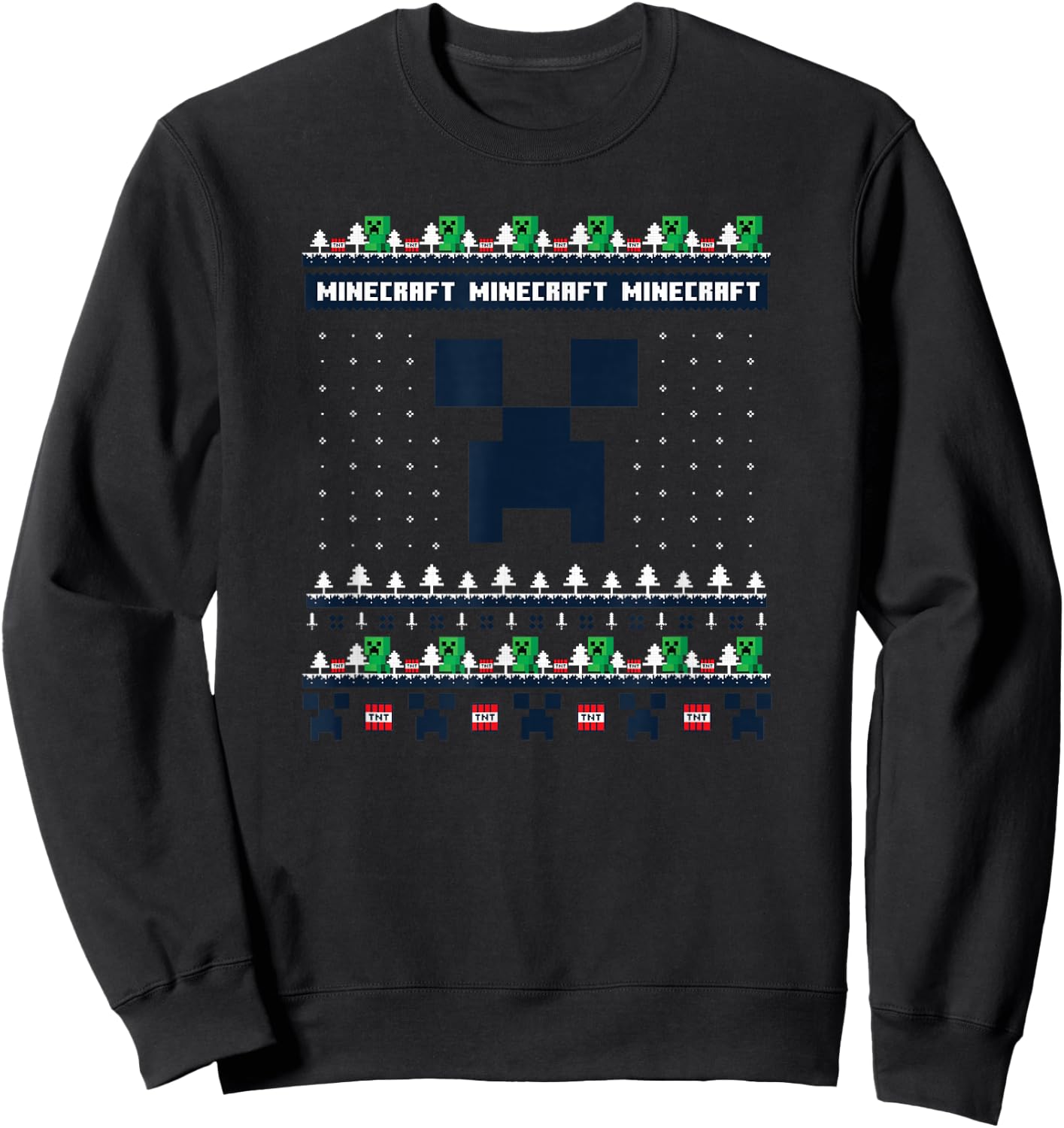 Minecraft Christmas Creeper Blocks Ugly Holiday Sweater Sweatshirt - Sweatshirt | Black