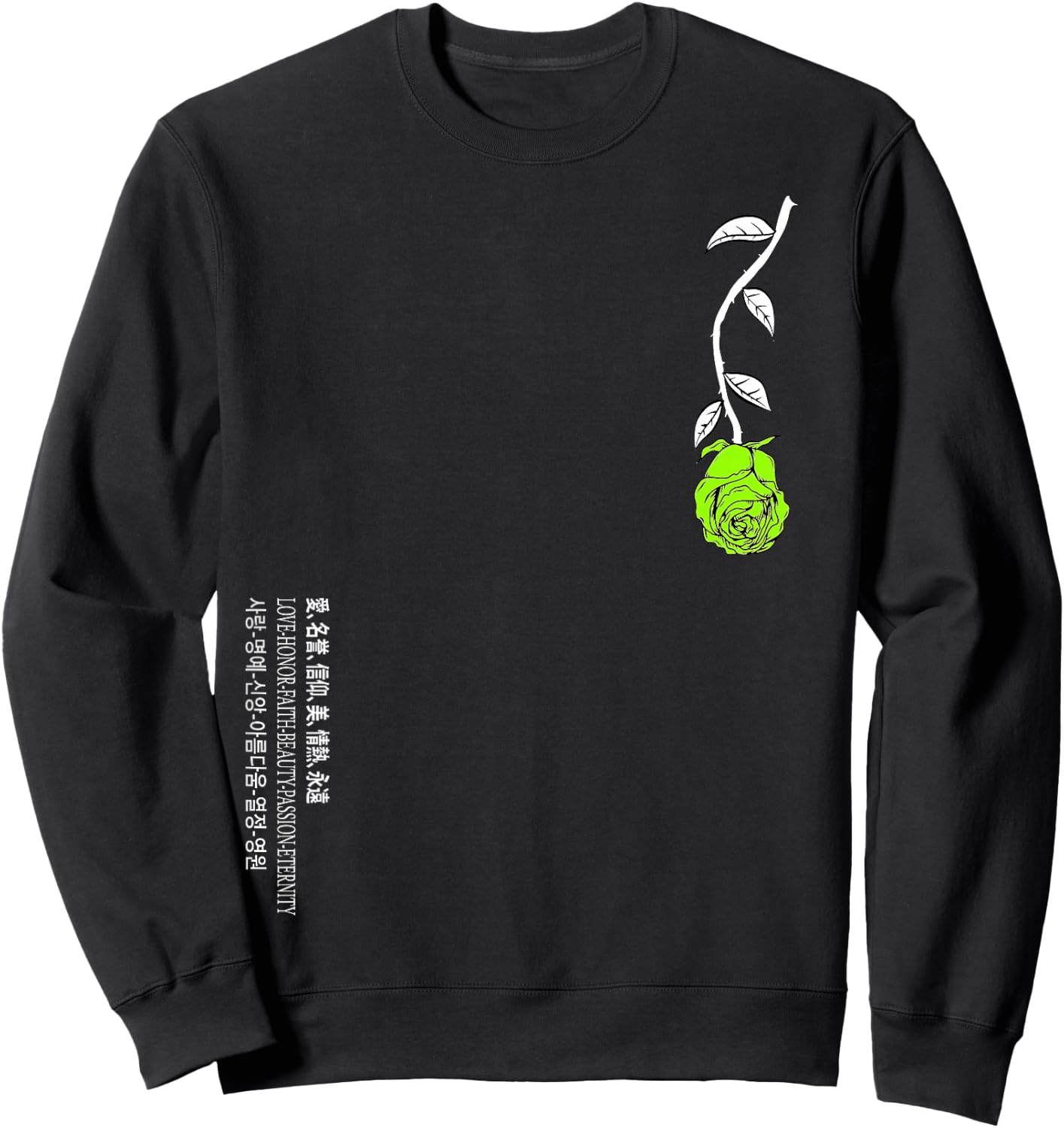 Green Rose Never Lost In Translation Green Graphic Sweatshirt - Sweatshirt | Black