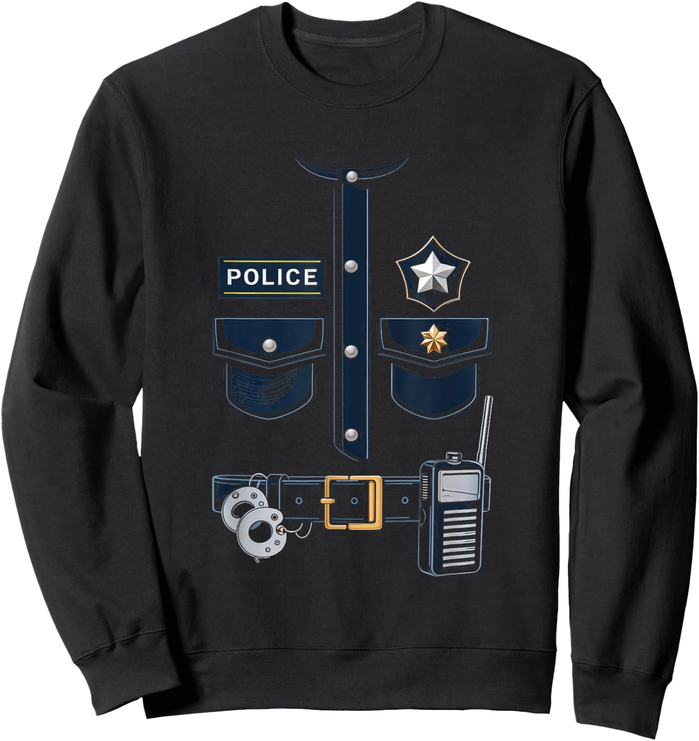 Police Officer Costume Police Badge Police Uniform Sweatshirt - Sweatshirt | Black
