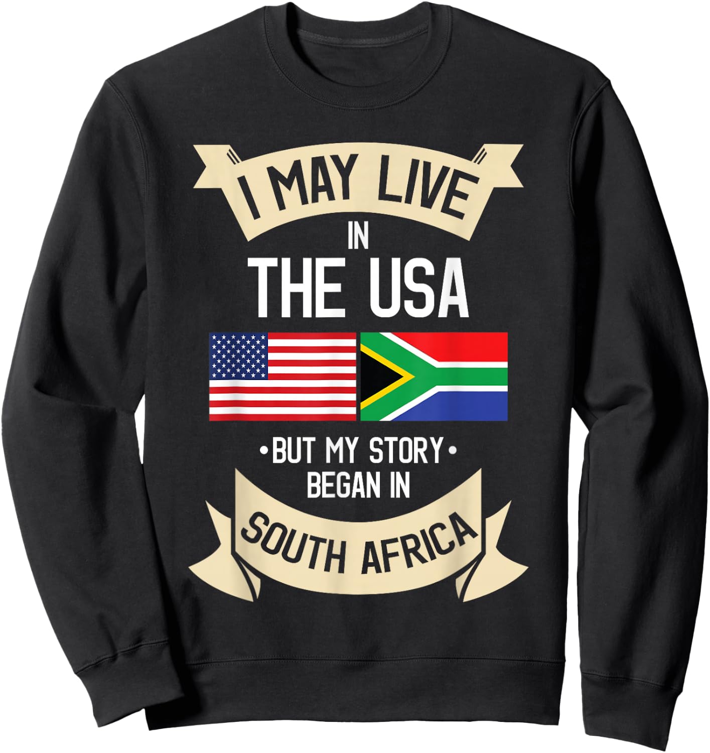 South Africa American Flag USA South African Roots Gifts Women Girls Kids Men Sweatshirt - Sweatshirt | Black